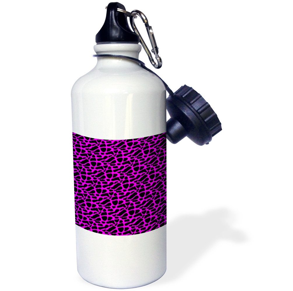 3dRose Black and Purple Leopard Print - Straw Water Bottle, 21-ounce