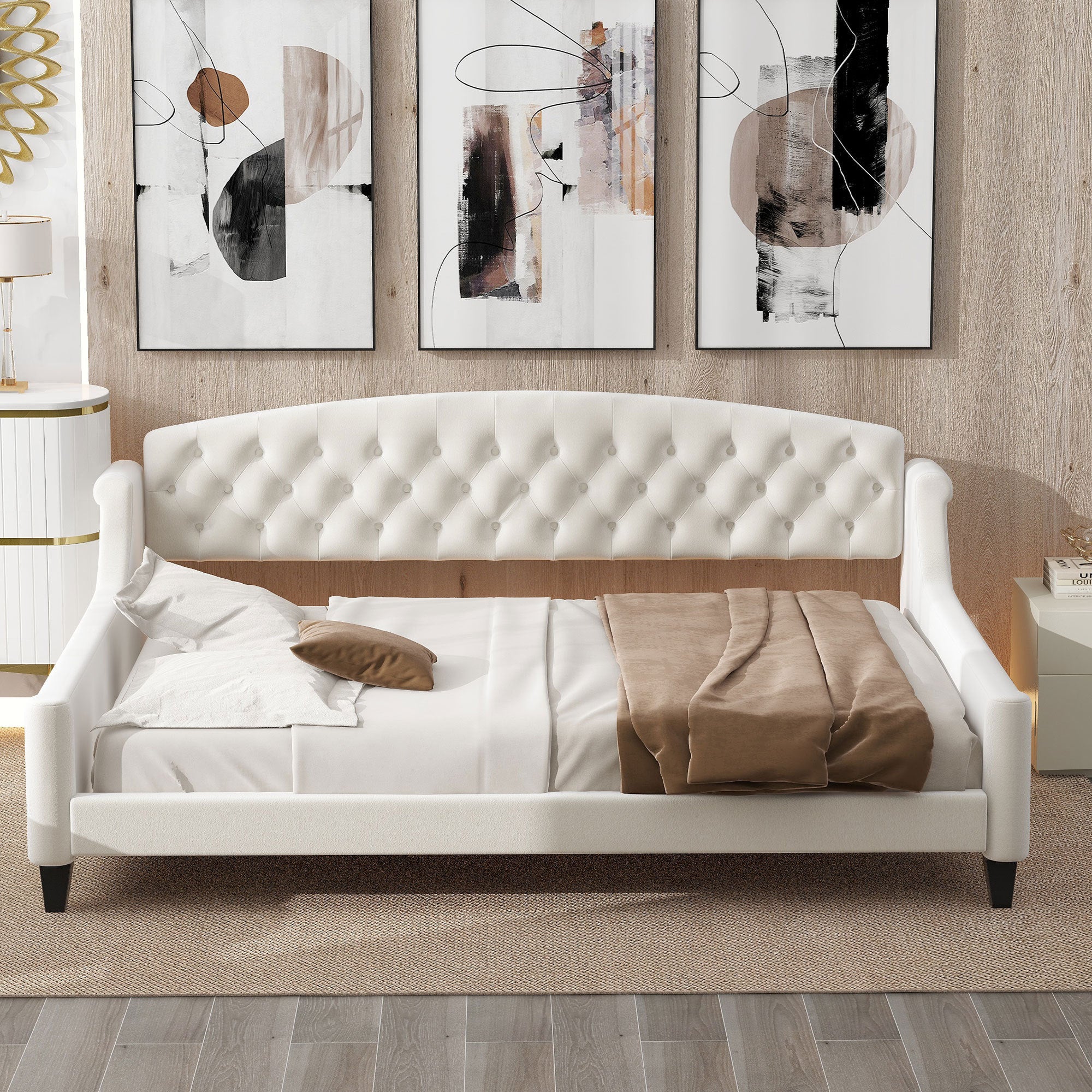 AF Luxury Tufted Button Full Size Daybed - Beige