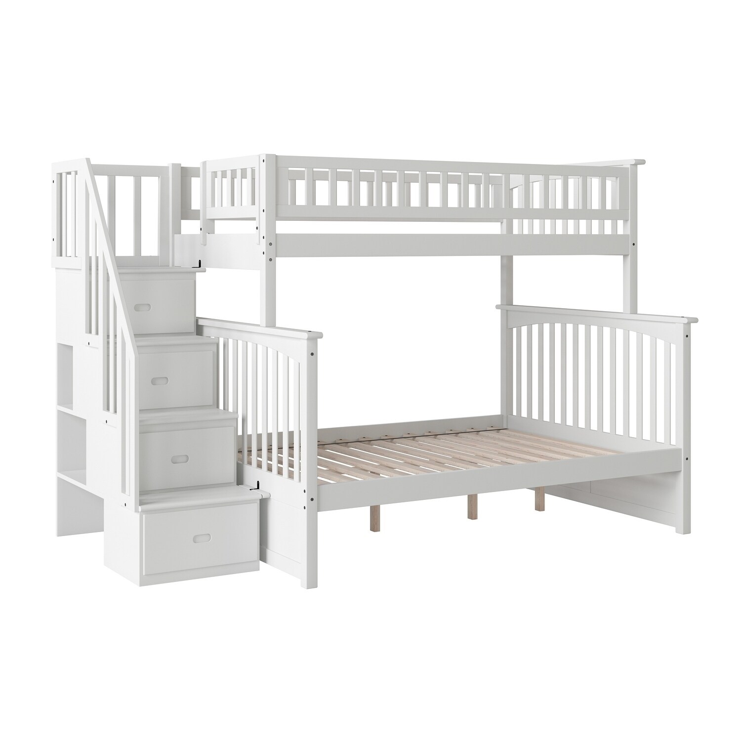AFI Columbia Staircase Bunk Bed Twin over Full in White