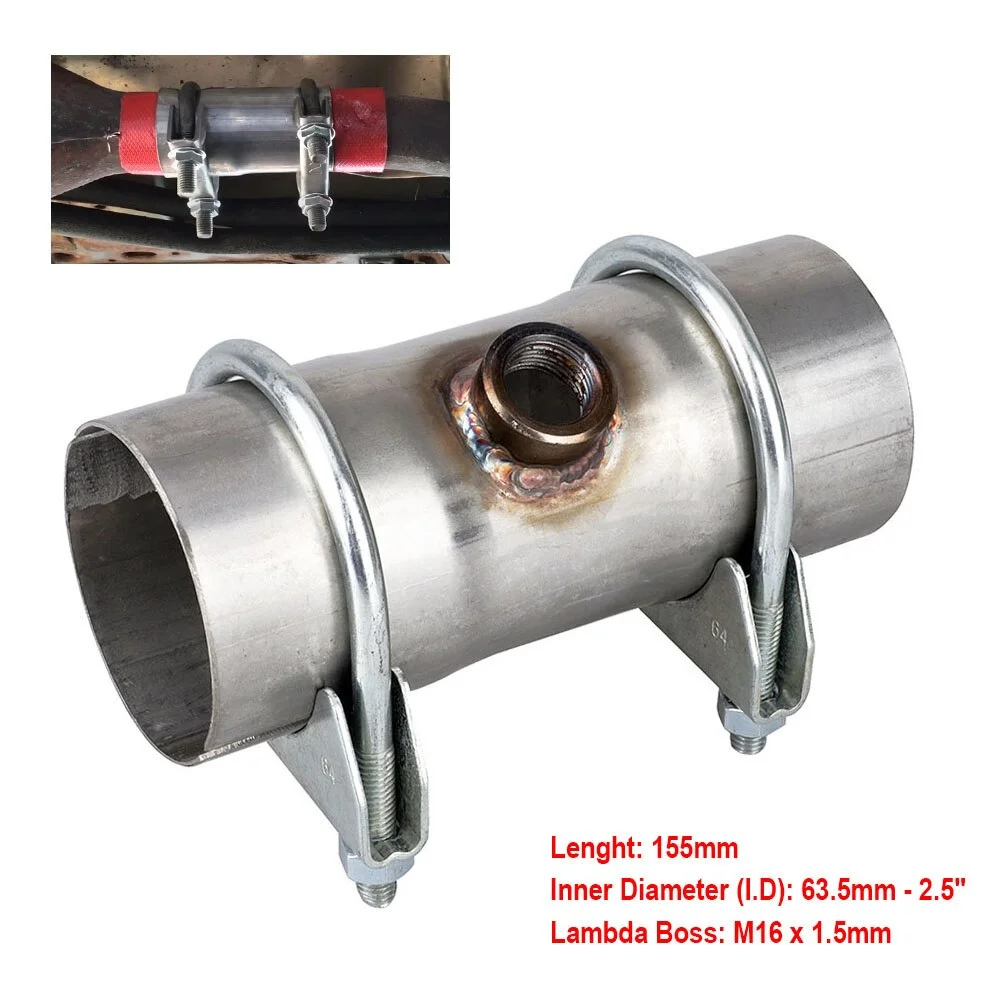 63mm 2.5" Exhaust Pipe Connector tube Adapter Joiner Sleeve Clamp Connector Exhaust Tube Pipe Connector Joiner