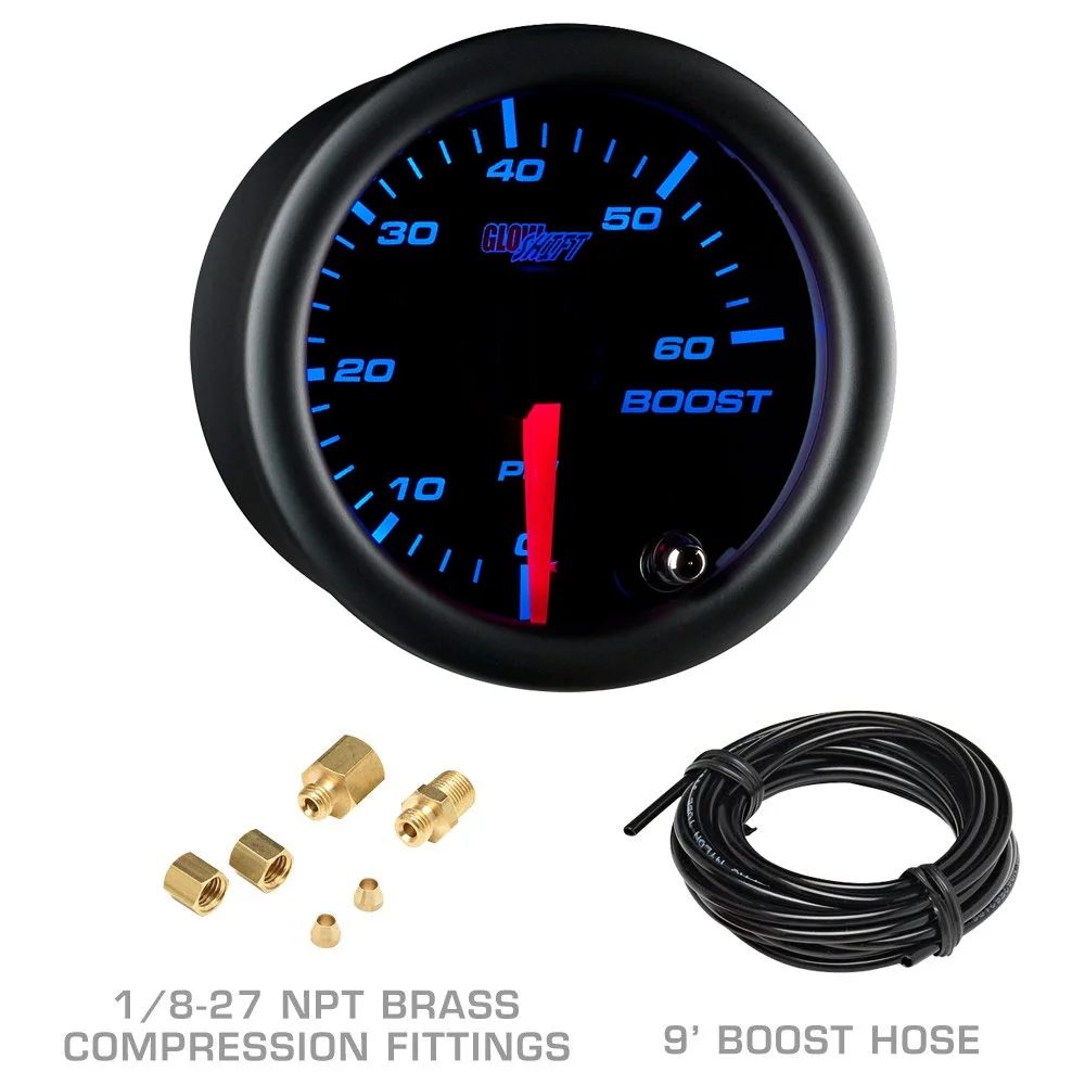 GlowShift | 3rd Gen 2003-2009 Dodge Ram 5.9 & 6.7 Cummins Taupe Full Size Dual Pillar Pod with Black 7 Color Series 60 PSI Boost Gauge & 1500� Pyrometer EGT Gauge