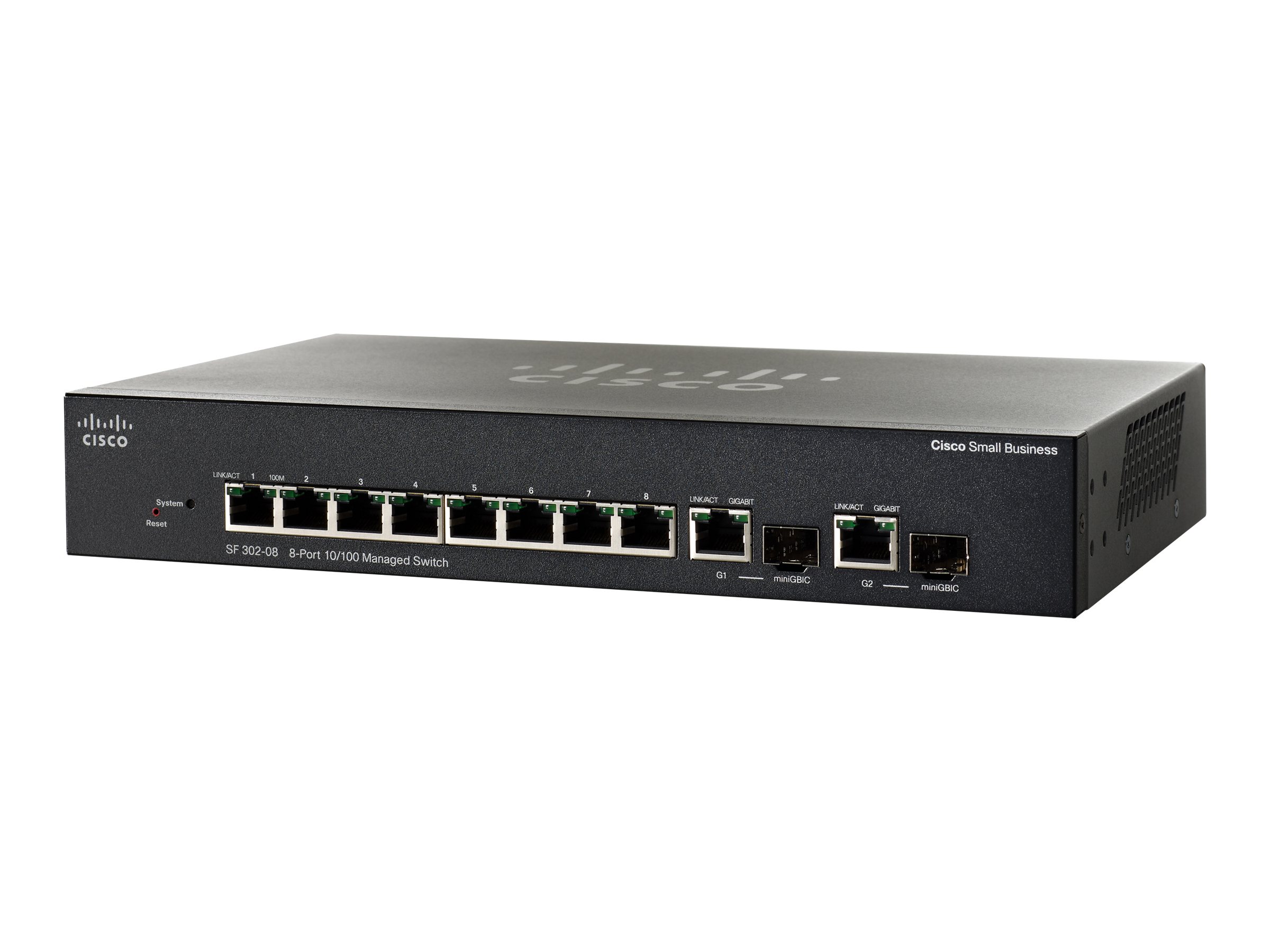 Cisco Small Business SF302-08 - Switch - L3 - managed - 8 x 10/100 + 2 x combo Gigabit SFP - desktop