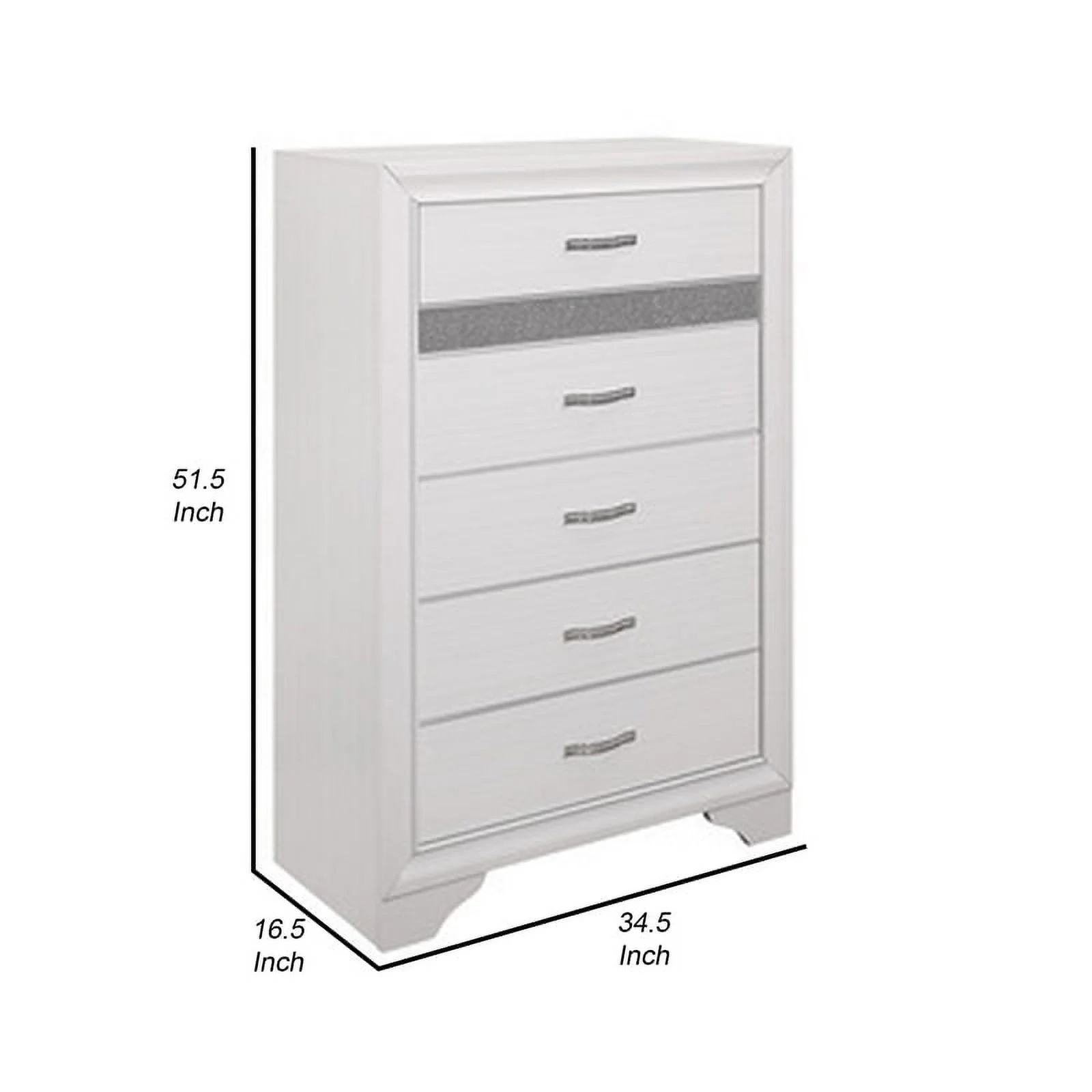 BenJara Adia 59 Inch Wide 6 Drawer Dresser, Metal Handles, Wood Grain, Rustic Gray