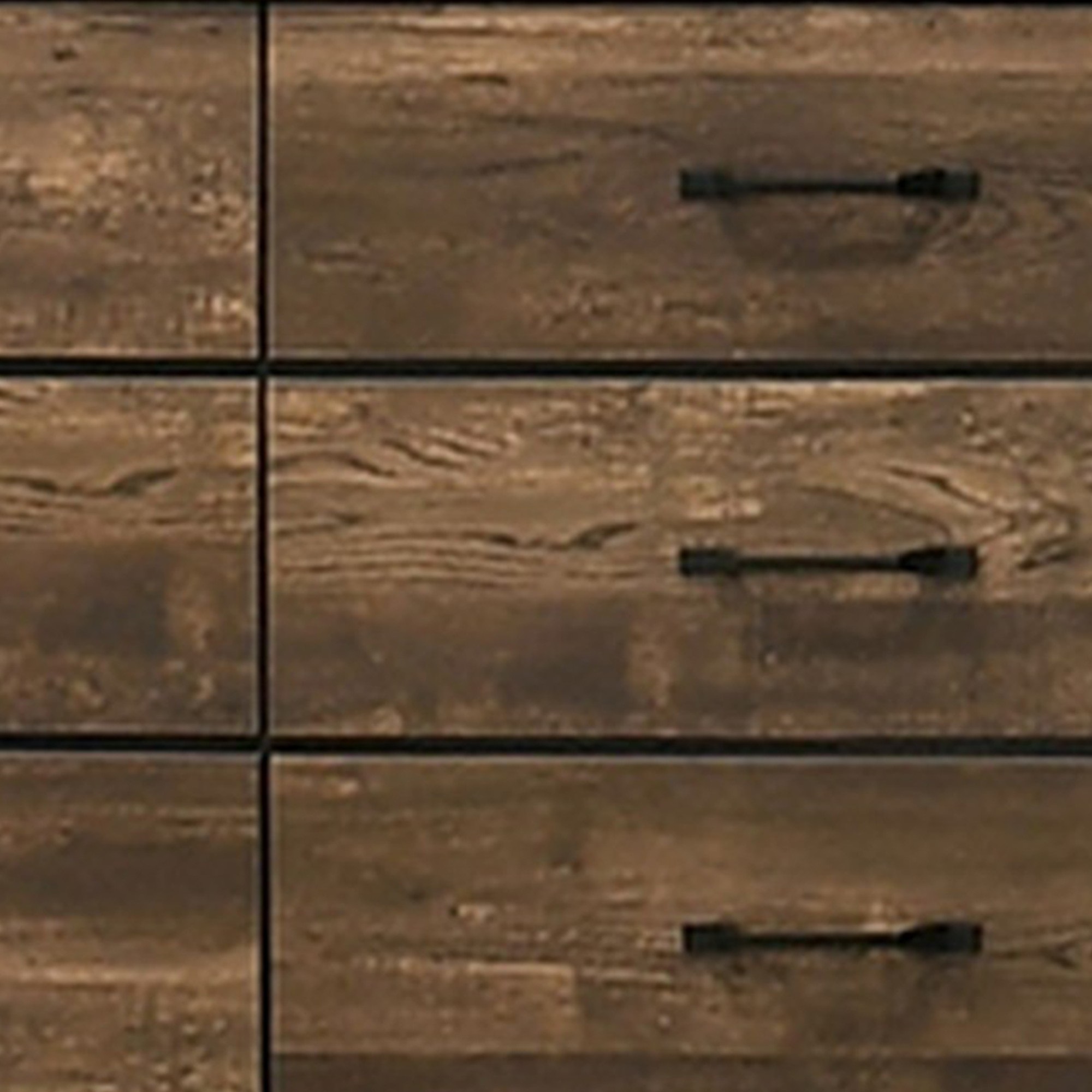 Benjara BM302187 58 in. Dyna 6-Drawers Wood Dresser with Bar Handles, Rich Textured Brown & Black