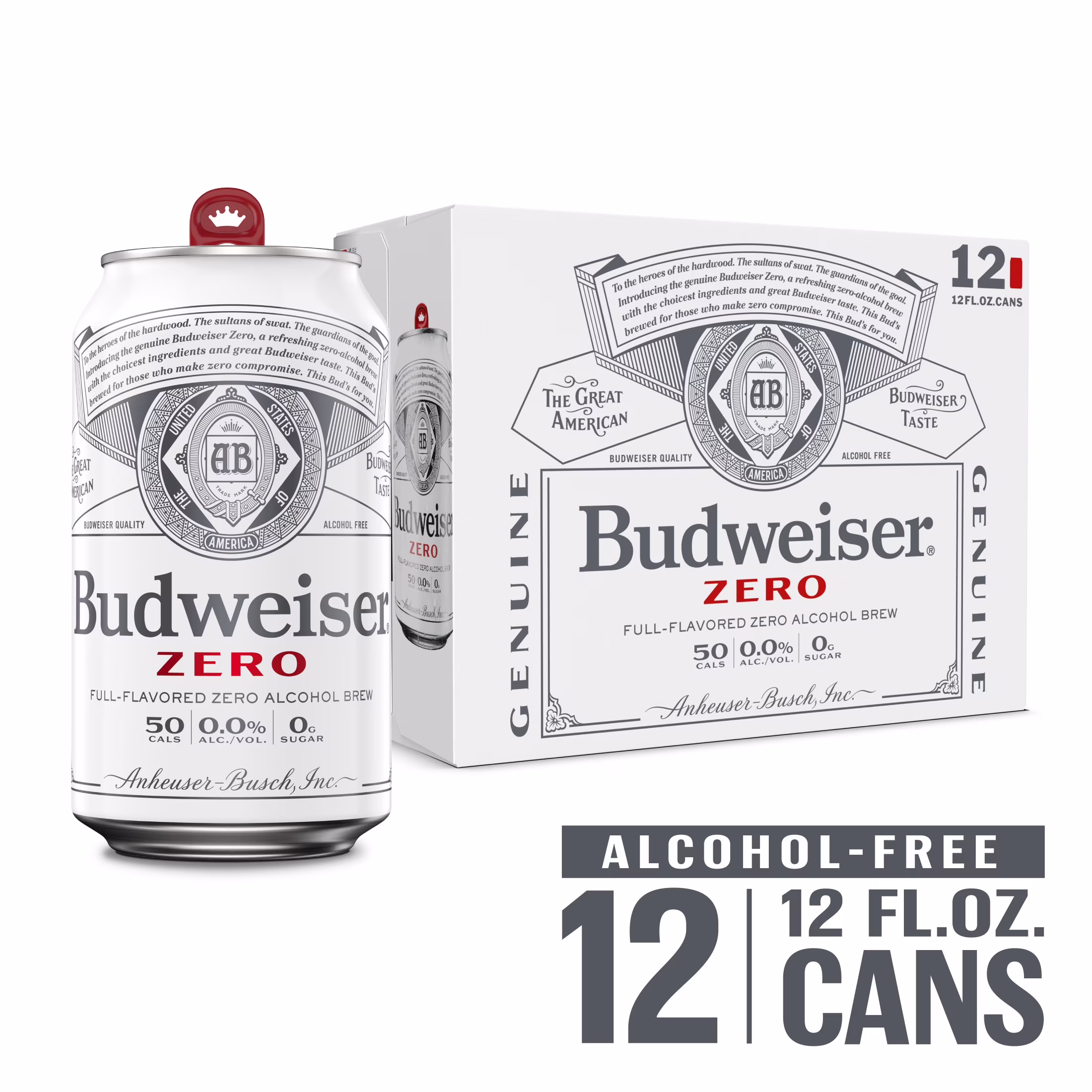 Budweiser Zero Alcohol Free Domestic Beer 12 Pack 12 fl. oz. Aluminum Cans 0.0% ABV
