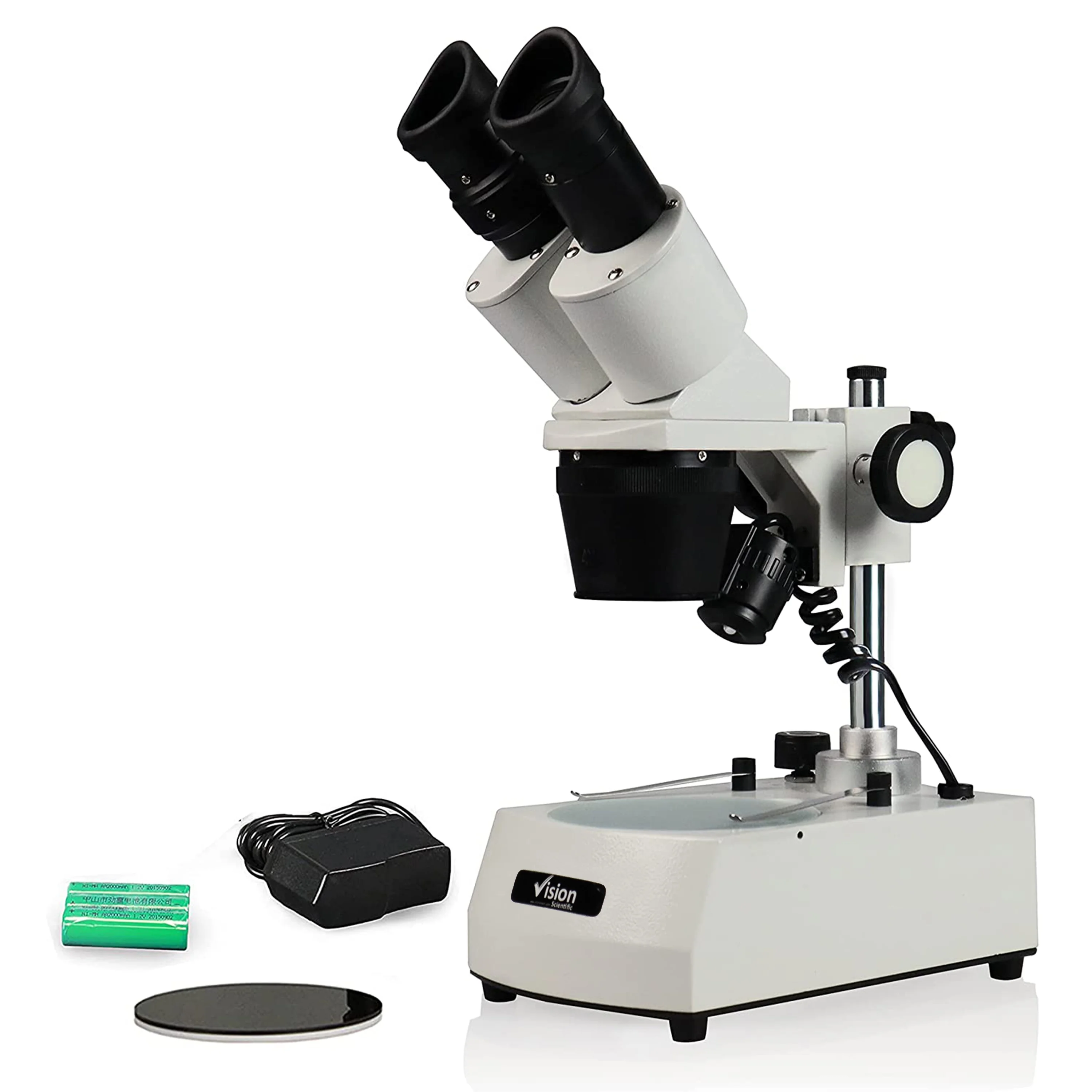 Vision Scientific VMS0002-RC-24 Binocular Stereo Microscope, 10x Widefield Eyepiece, 2x and 4x Objectives, 20x and 40x Magnification