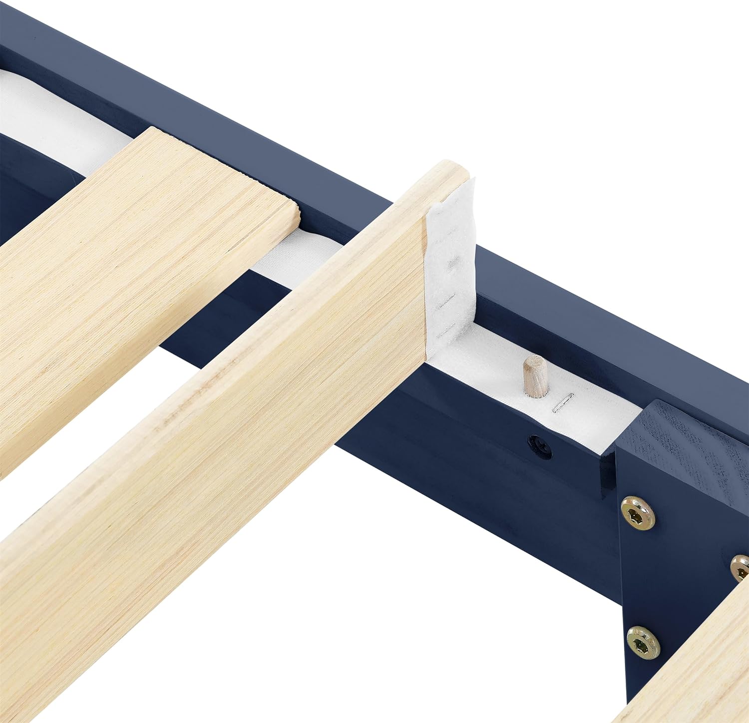 Wooden Bed Frame With Headboard & Footboard Designed With Classic Finials, Beadboard Paneling And Lathe-Turned Feet，No Box Spring Needed (Blue)