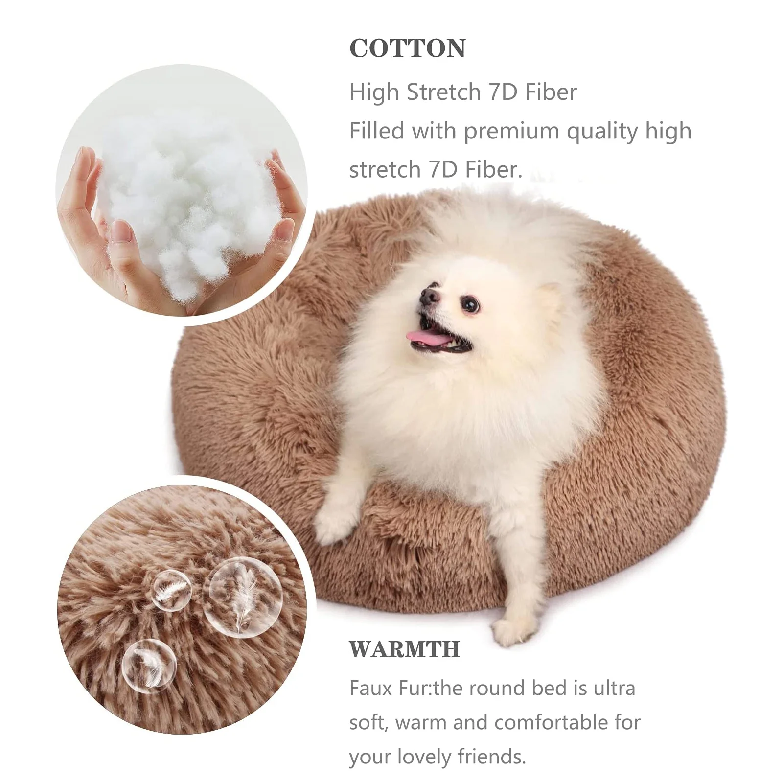 Puppy Orthopedic Washable Pet Beds - Round Plush Dog Bed for Small Dogs - Fits up to 20 lbs - 23 Inches
