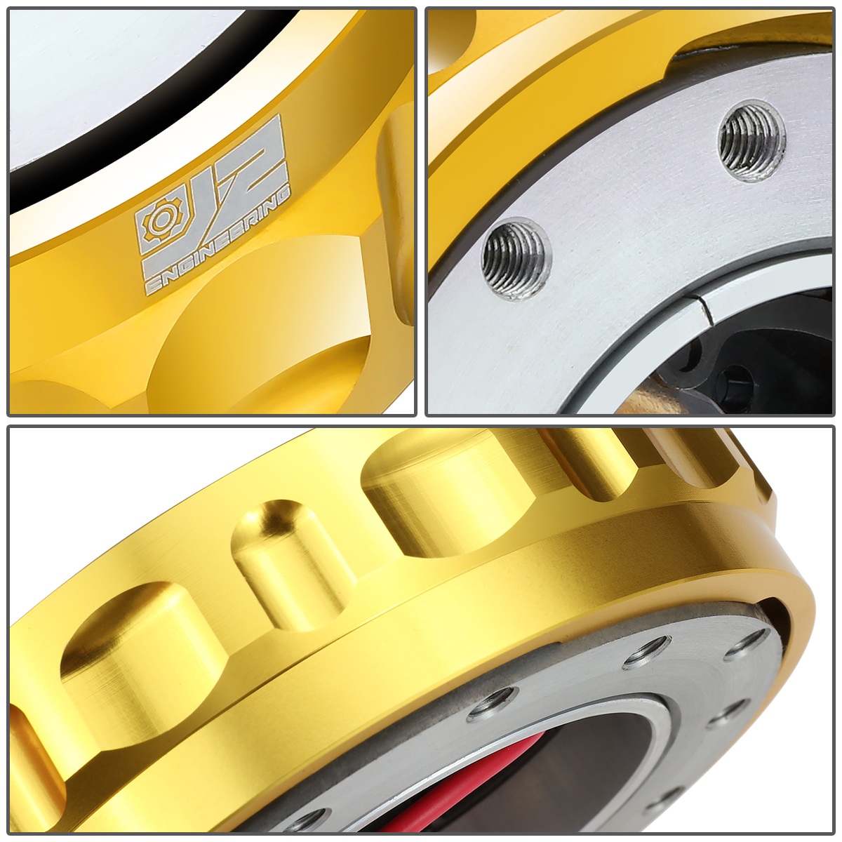 J2 Engineering J2-QR-ZTL-9070-GD Universal Fits 6 Bolt 70 / 74mm Steering Wheel Quick Release Hubs Adapter Gold