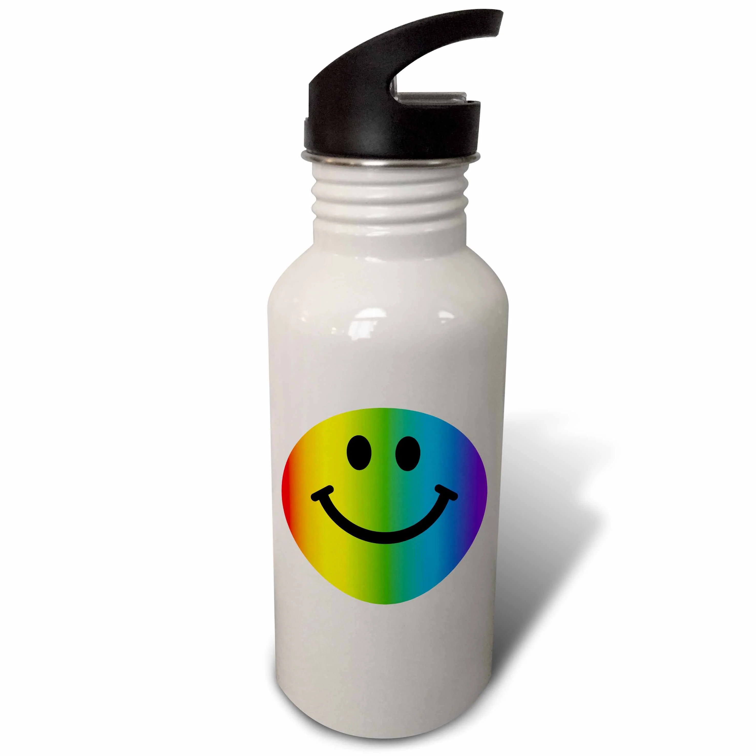Rainbow smiling face - colorful gay and happy smilie - multicolor smiling cartoon multicolored smile 21 oz Sports Water Bottle wb-113092-1