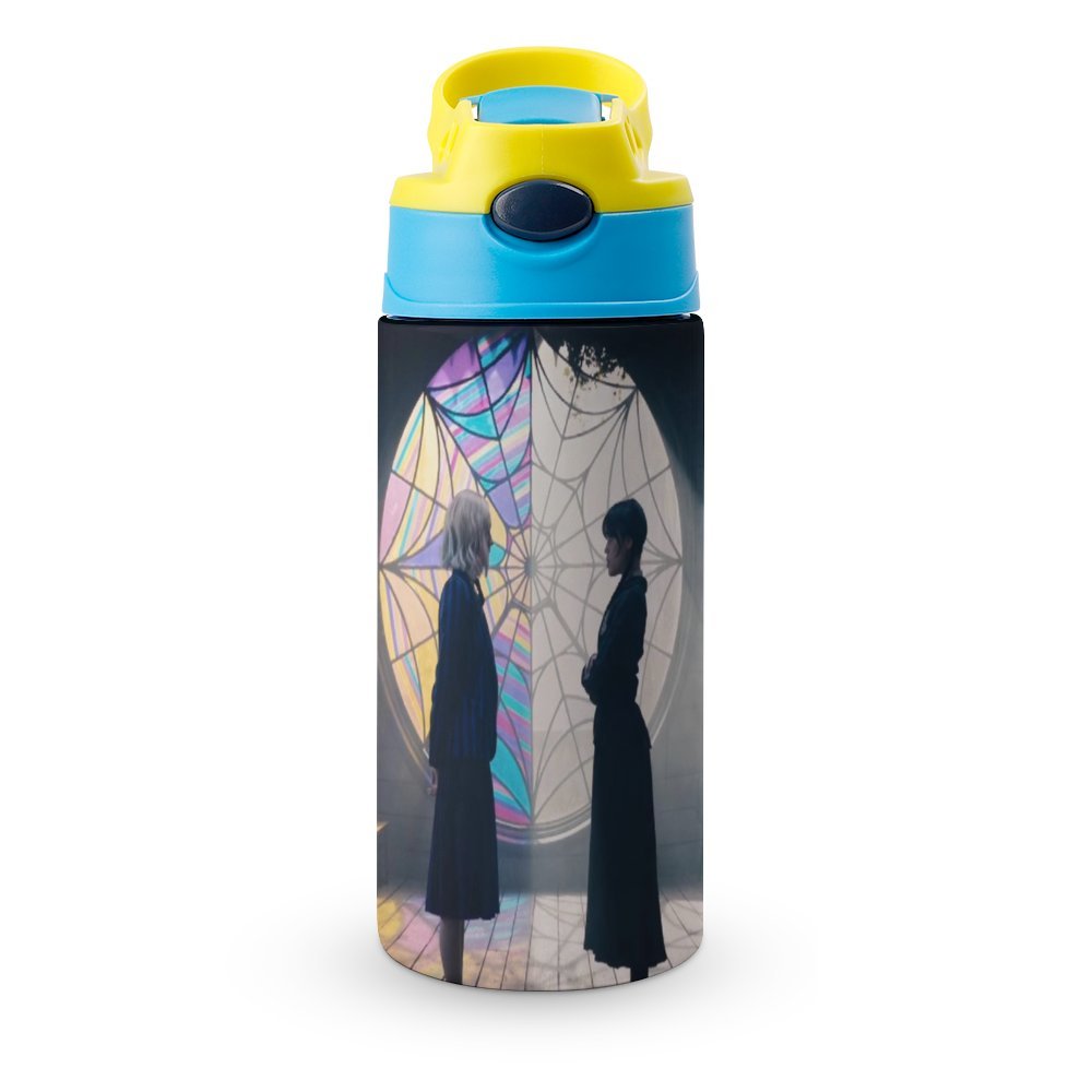 Wednesday Children's Water Bottle Vacuum Insulated Stainless Steel Cup With Straw Toddler Thermoses