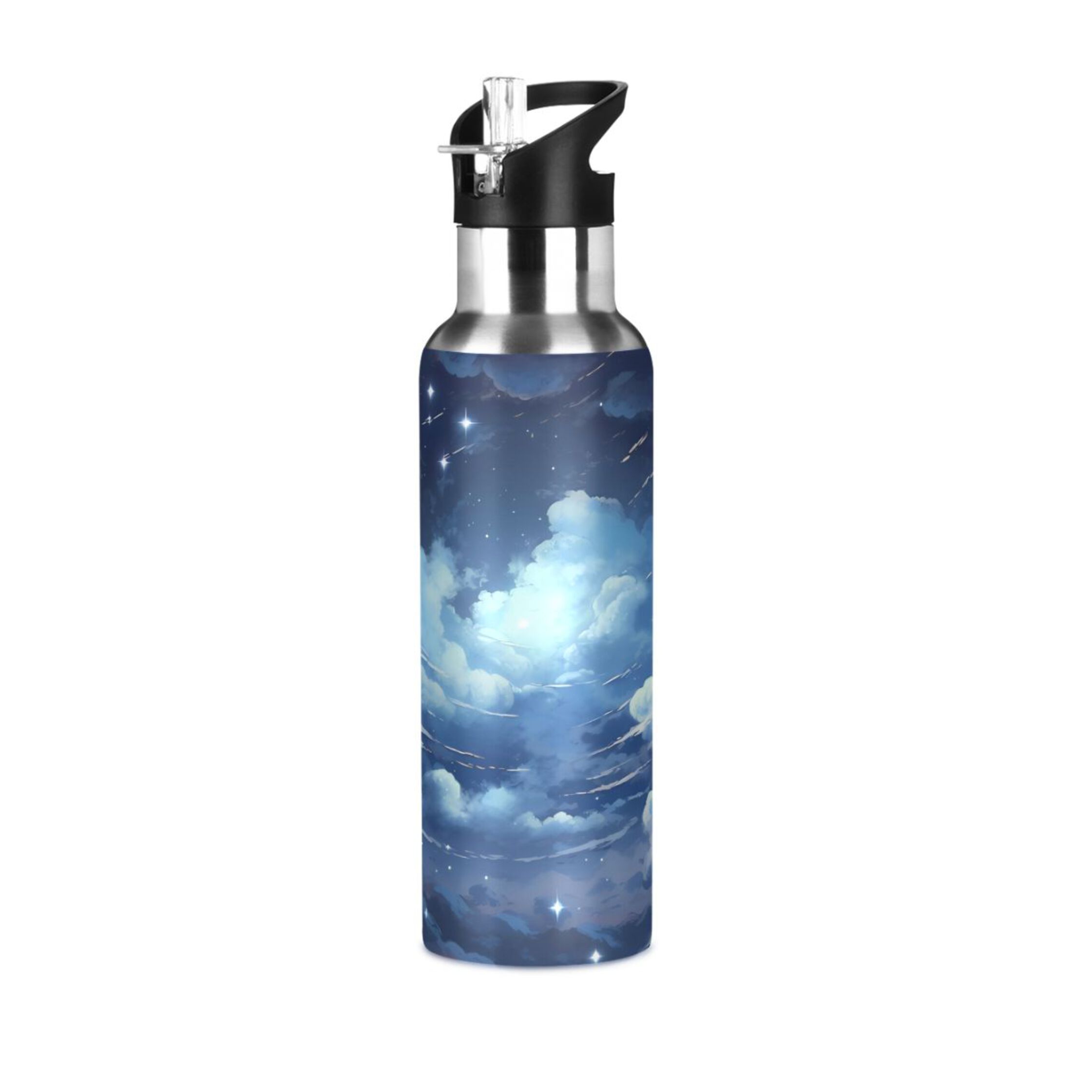 Water Bottle with Straw Lid Leak Sky with Cloud Stainless Steel Insulated Thermos Vacuum Flask for Cold Hot Drinking for Sports Camping Gym Yoga