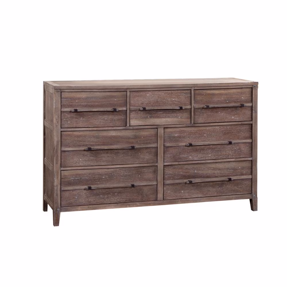 American Woodcrafters Aurora 7-Drawer Weathered Gray Wood Dresser