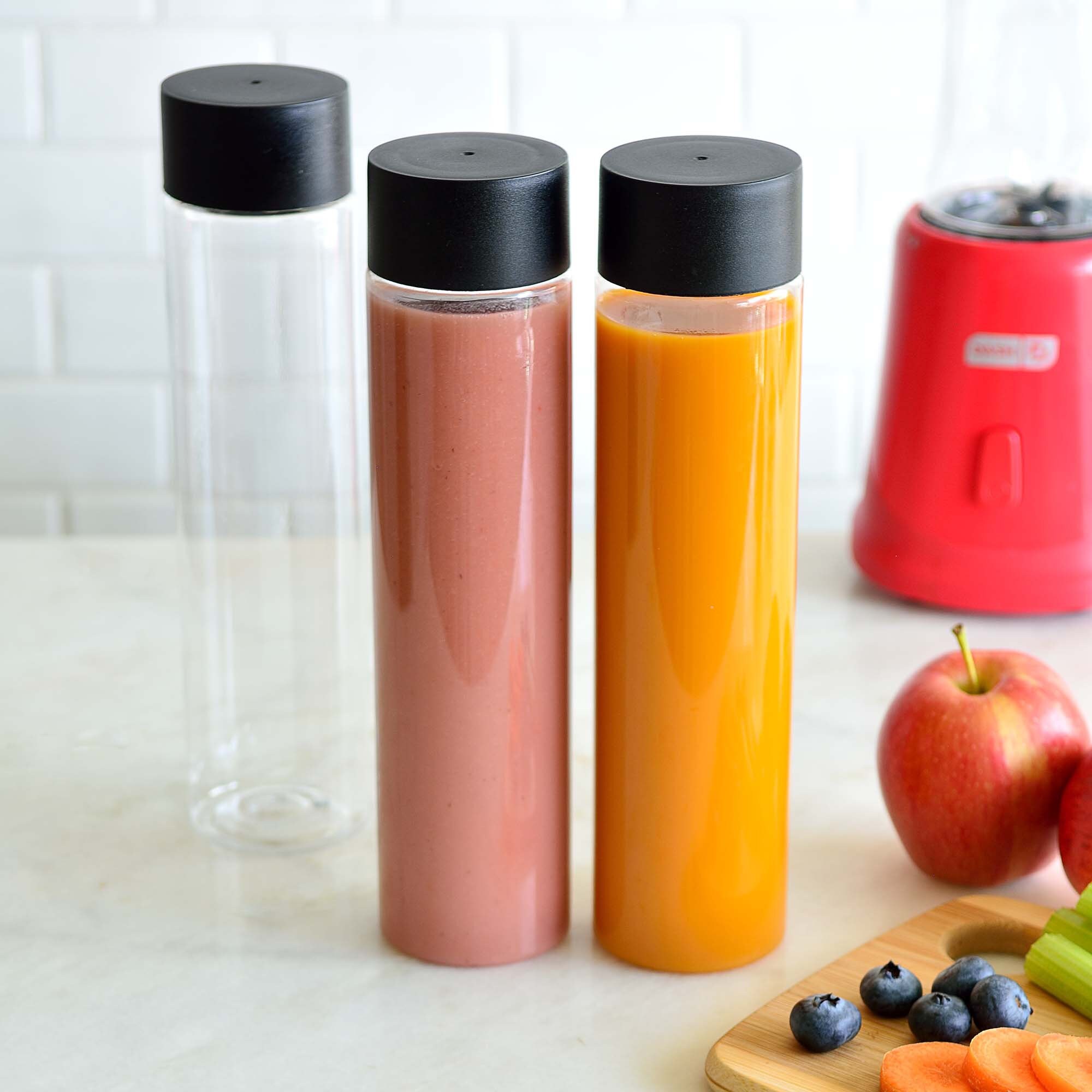 6 Pack 16 Ounce Plastic Juice Bottles with Caps, Drinking Bottles with Lids, Beverage Containers YE393.945