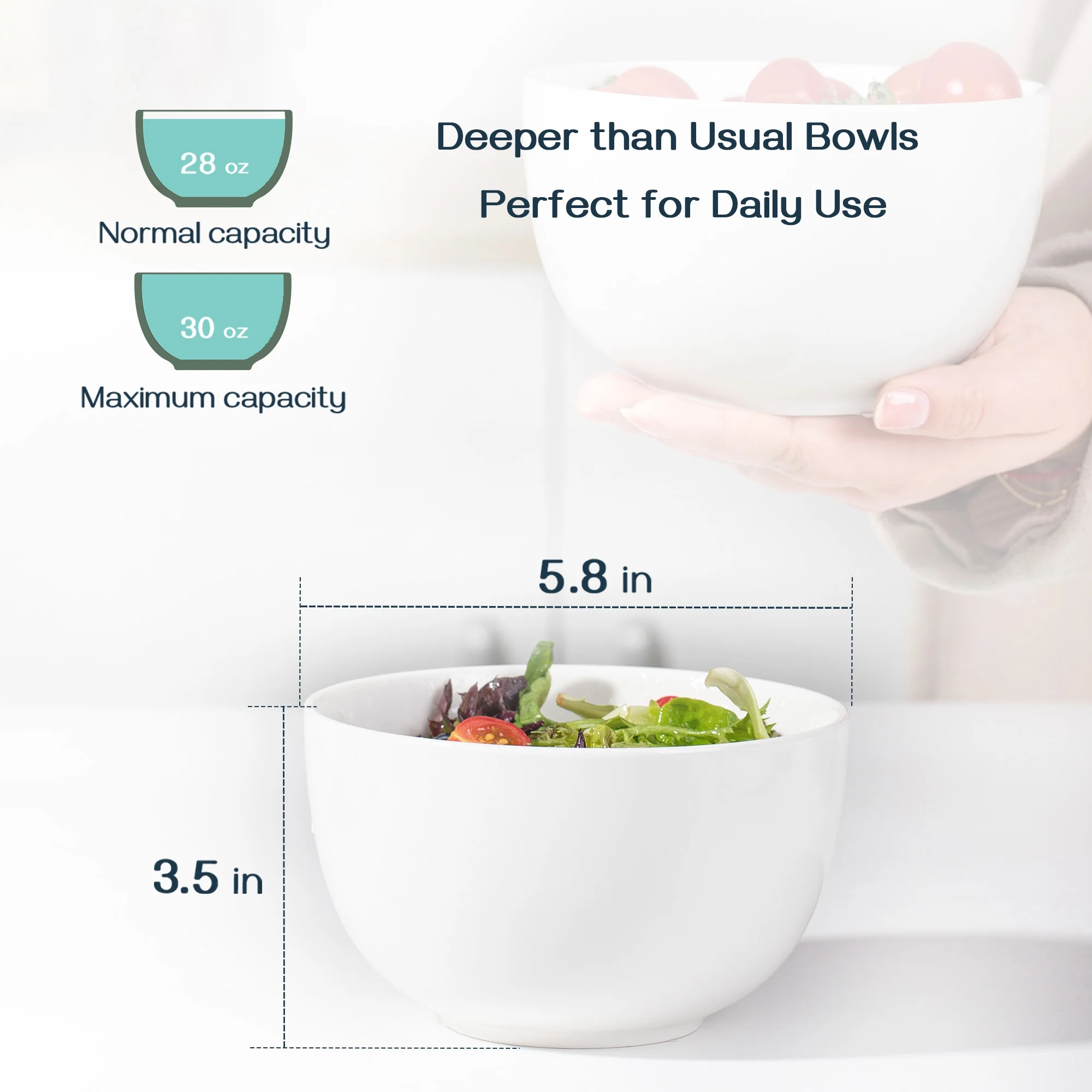 Dowan 5.8″ Soup Bowl Set of 4 With Sponge