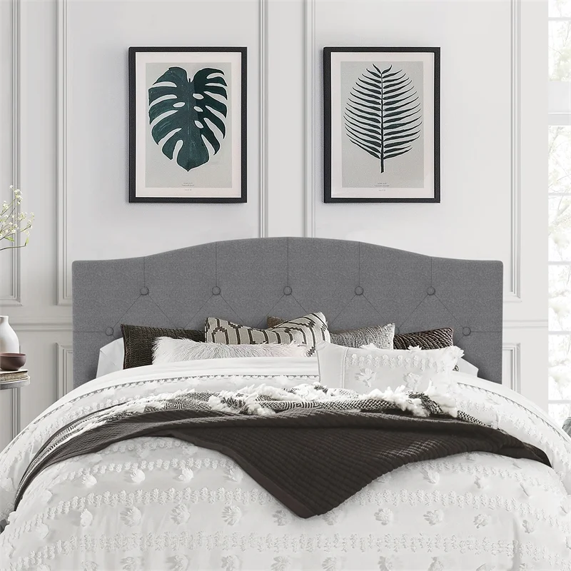 Bowery Hill Upholstered King/Cal King Headboard in Glacier Gray Fabric