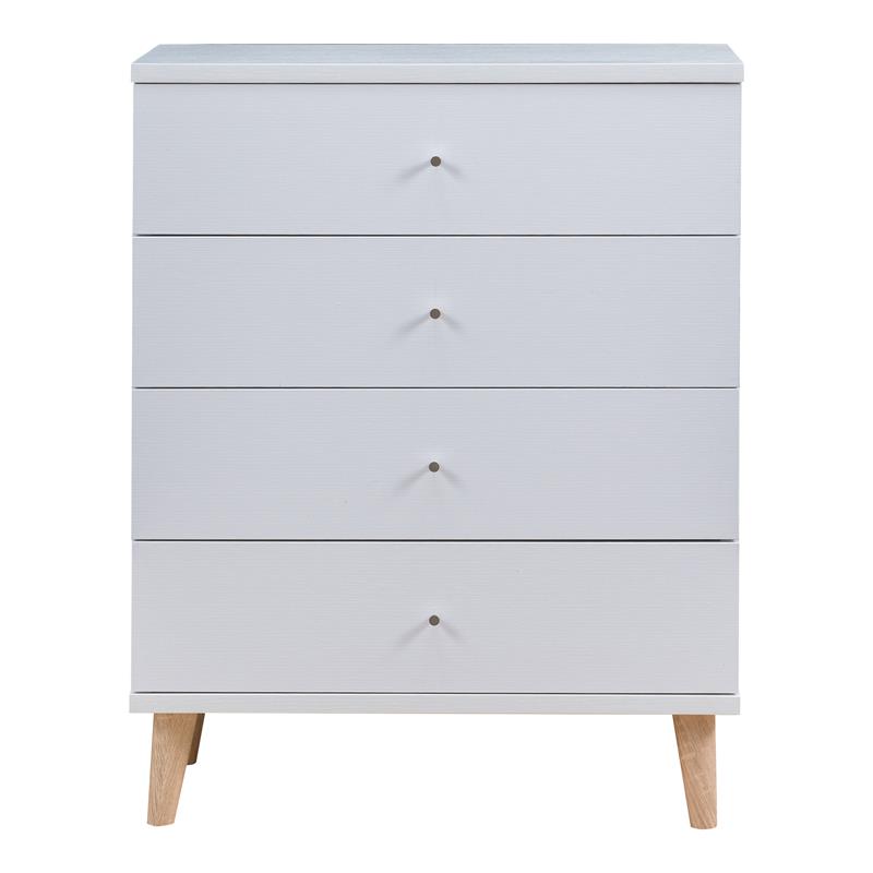 Furniture of America Pives Mid-Century Modern Wood 4-Drawer Chest in White