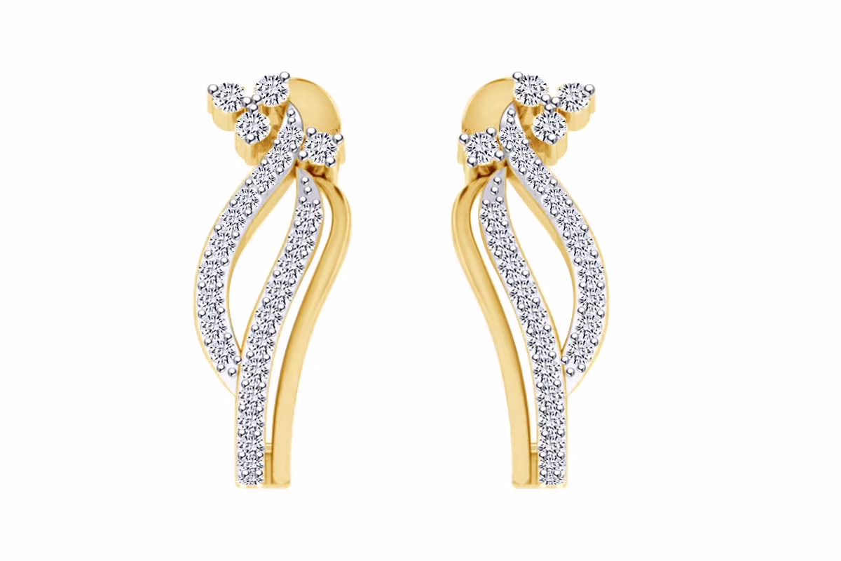 Round White Natural Diamond Swirl Hoop Earring in 14k Solid Yellow Gold (I-J Color, I2-I3 Clarity,0.28 Cttw)