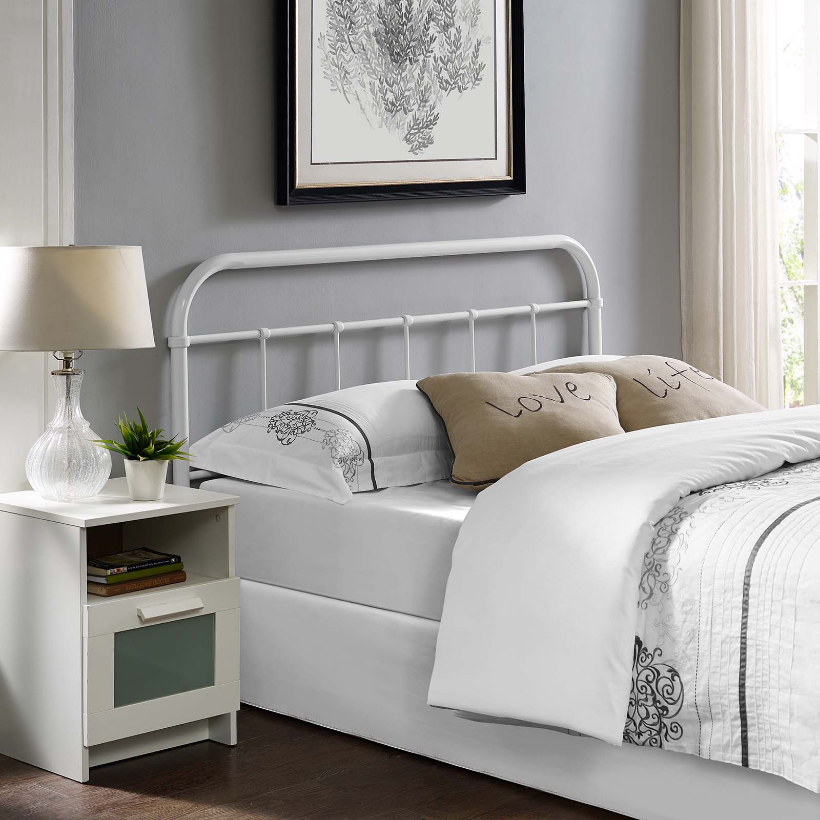 Modway Serena King Steel Headboard in White