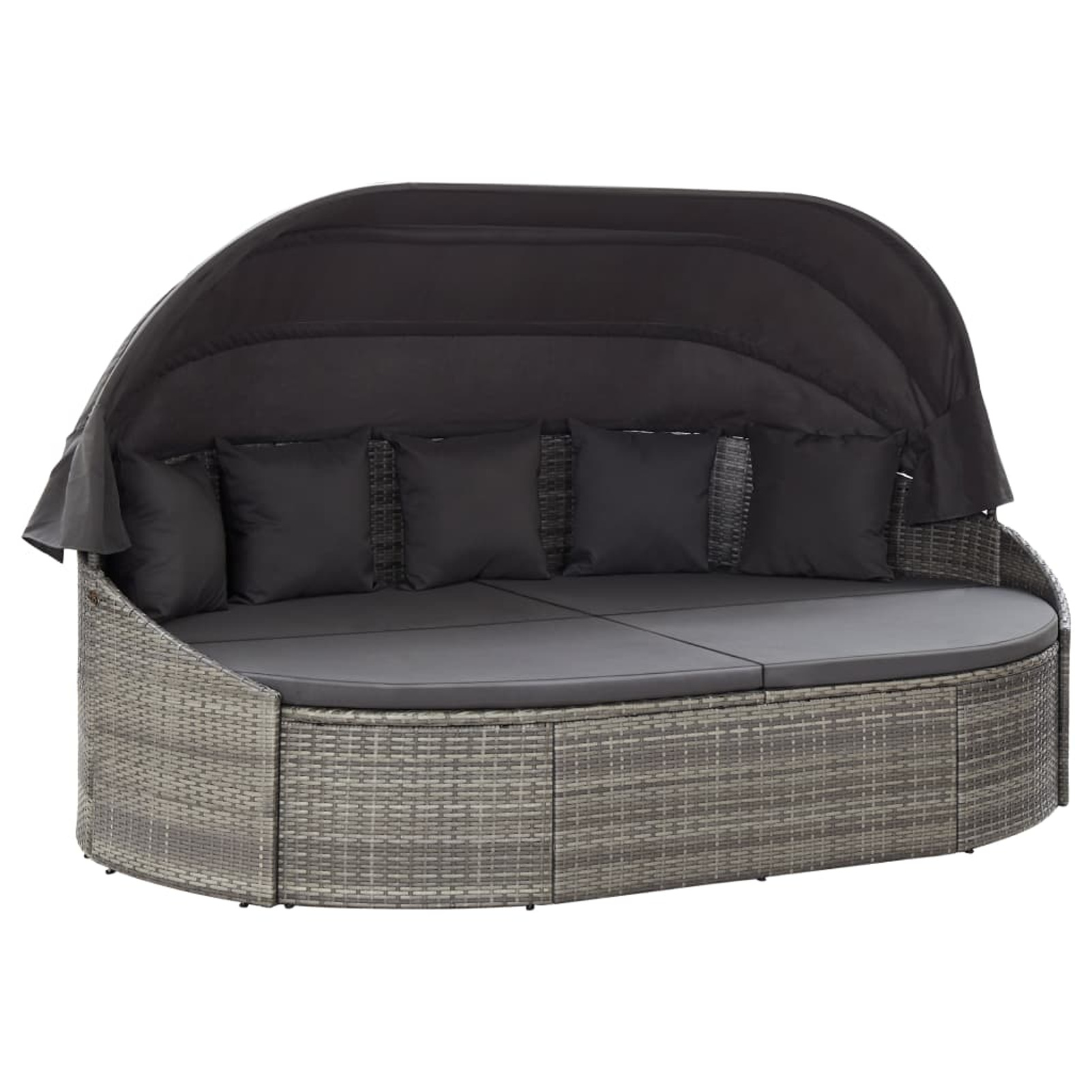 moobody Patio Bed with Canopy Poly Rattan Gray