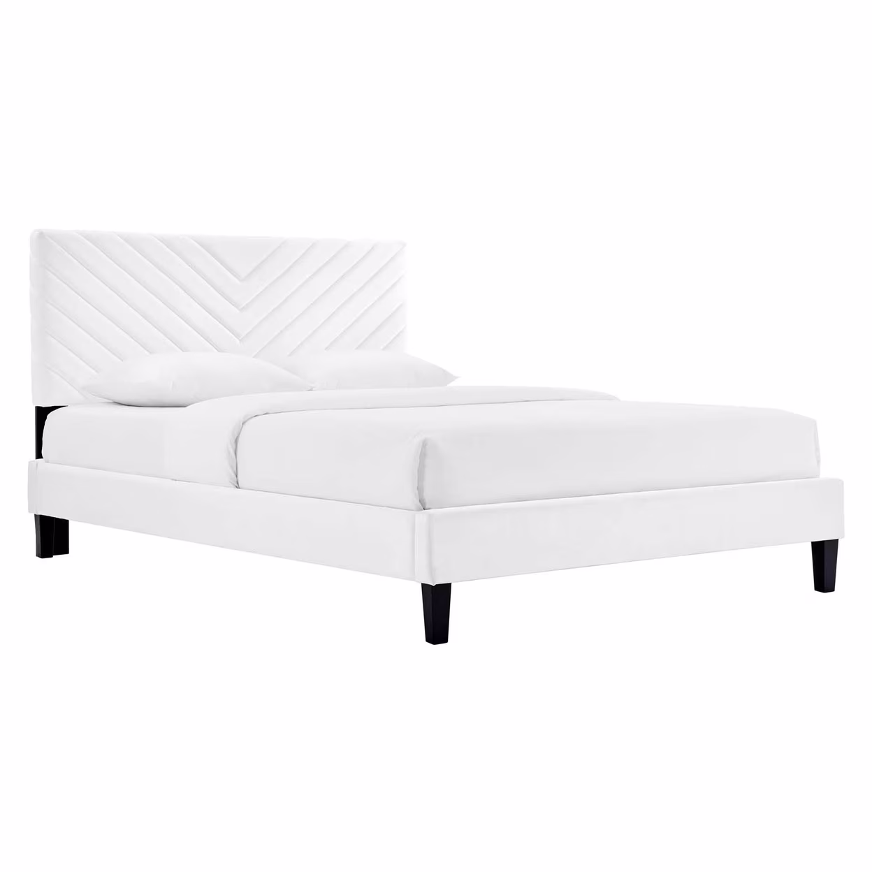 Modway Roxanne Modern Performance Velvet Full Platform Bed in White