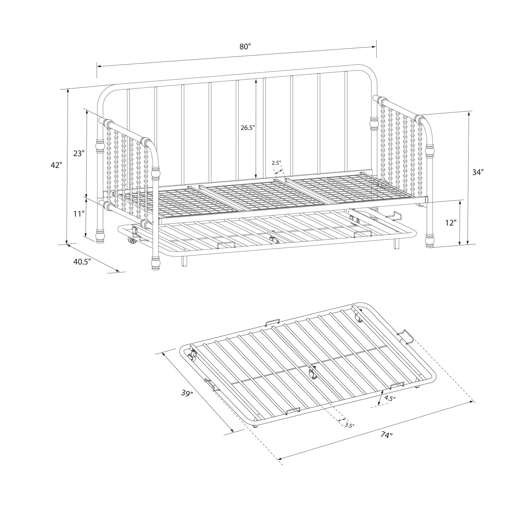Little Seeds Monarch Hill Wren Metal Daybed with Trundle