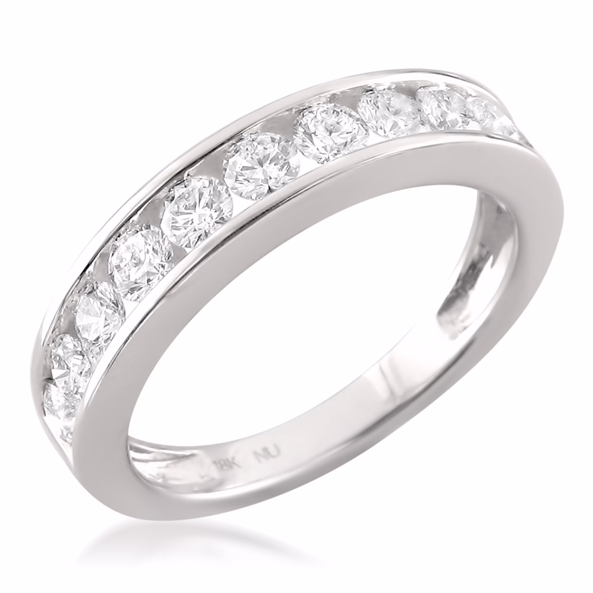 1 Carat T.W. Round Diam. 18k White Gold 11 Stone Bridal Wedding Band