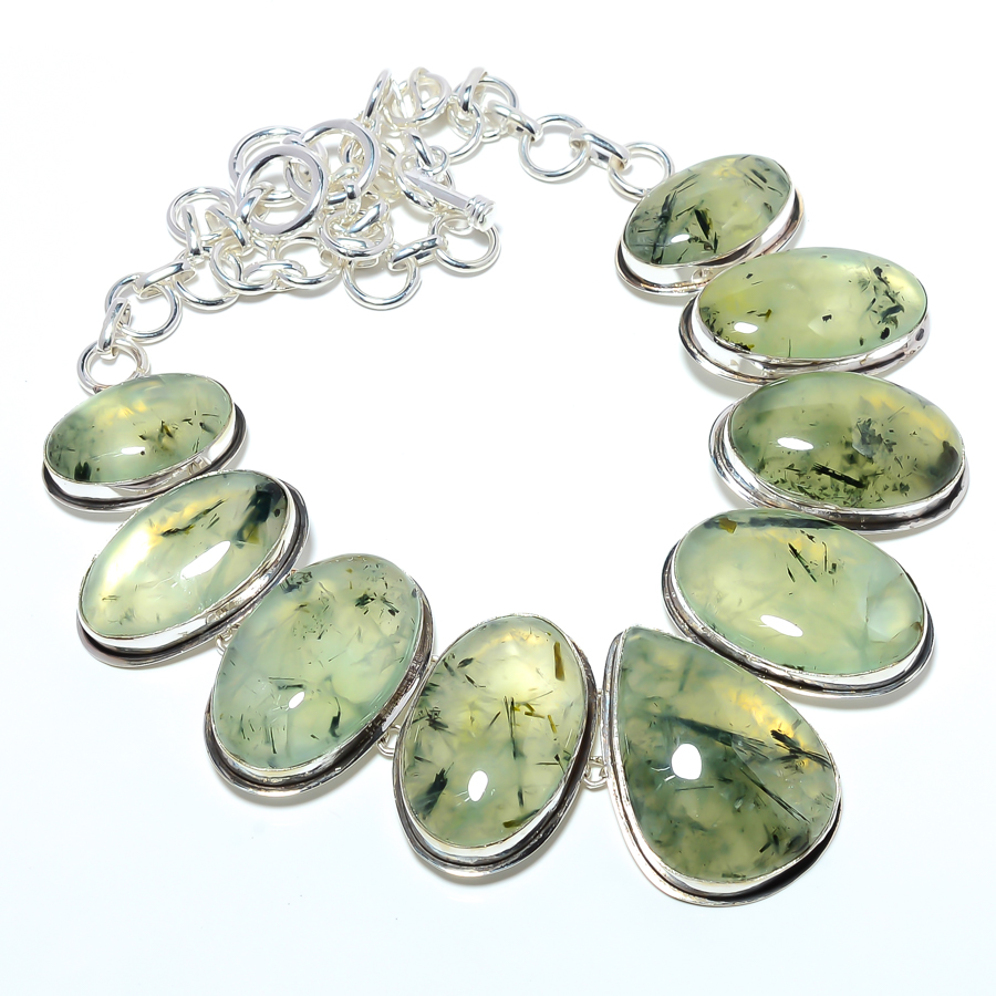 Prehnite 925 Silver Plated Handmade Jewelry Necklace 17.99