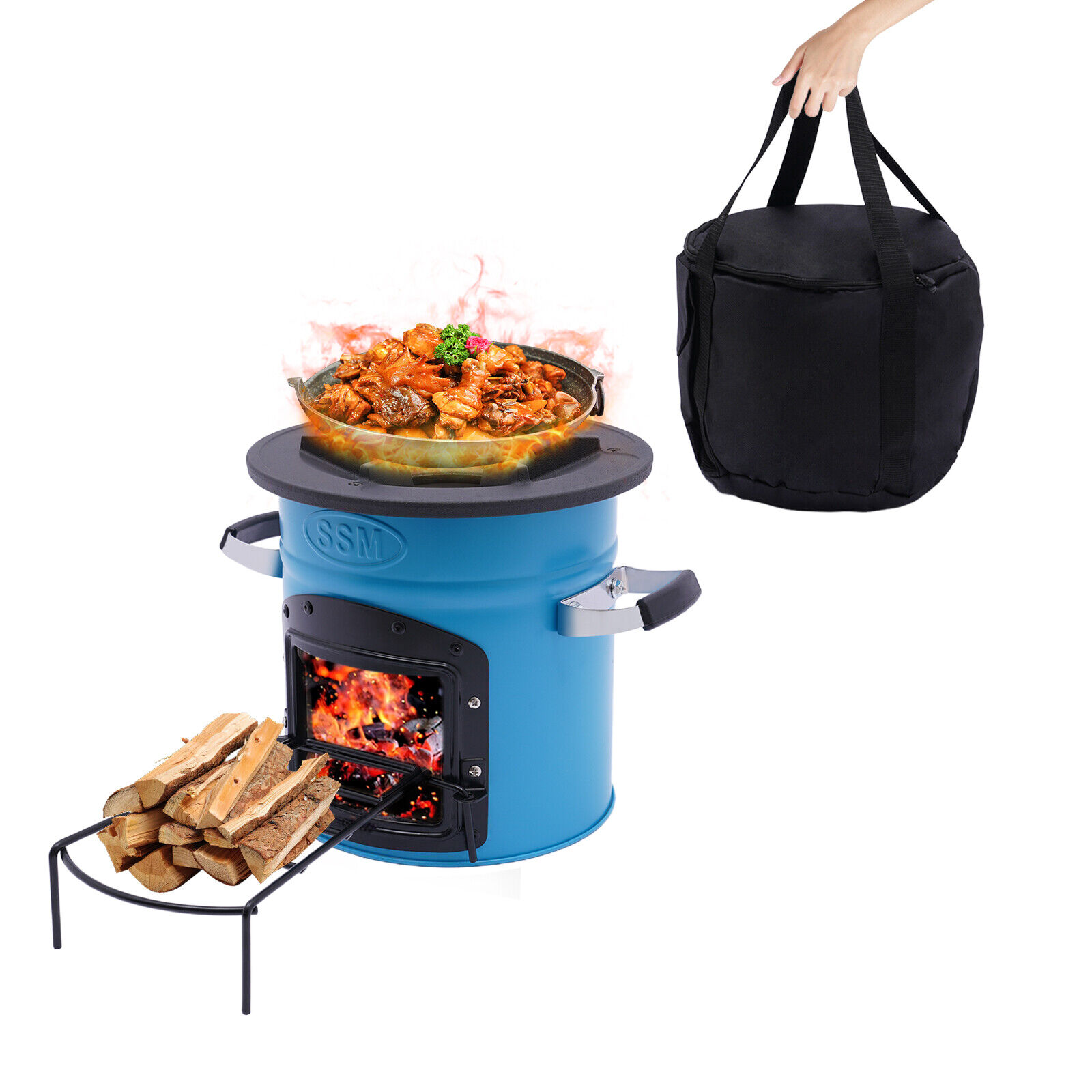 Outdoor Portable Camping Rocket Stove Camping Wood Stove Picnic Cook Tent Stove