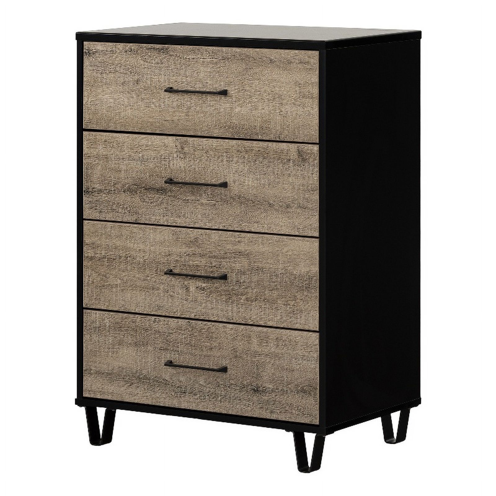 Pemberly Row Contemporary 4-Drawer Chest Weathered Oak and Matte Black
