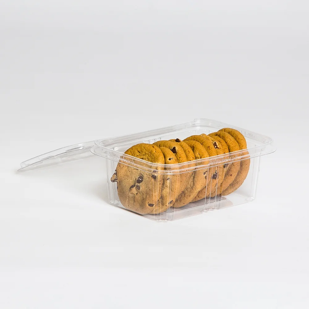 Inline Plastics Safe-T-Fresh 32 oz. Clear Polyethylene Tamper Resistant Hinged Square Food Container | 200/Case