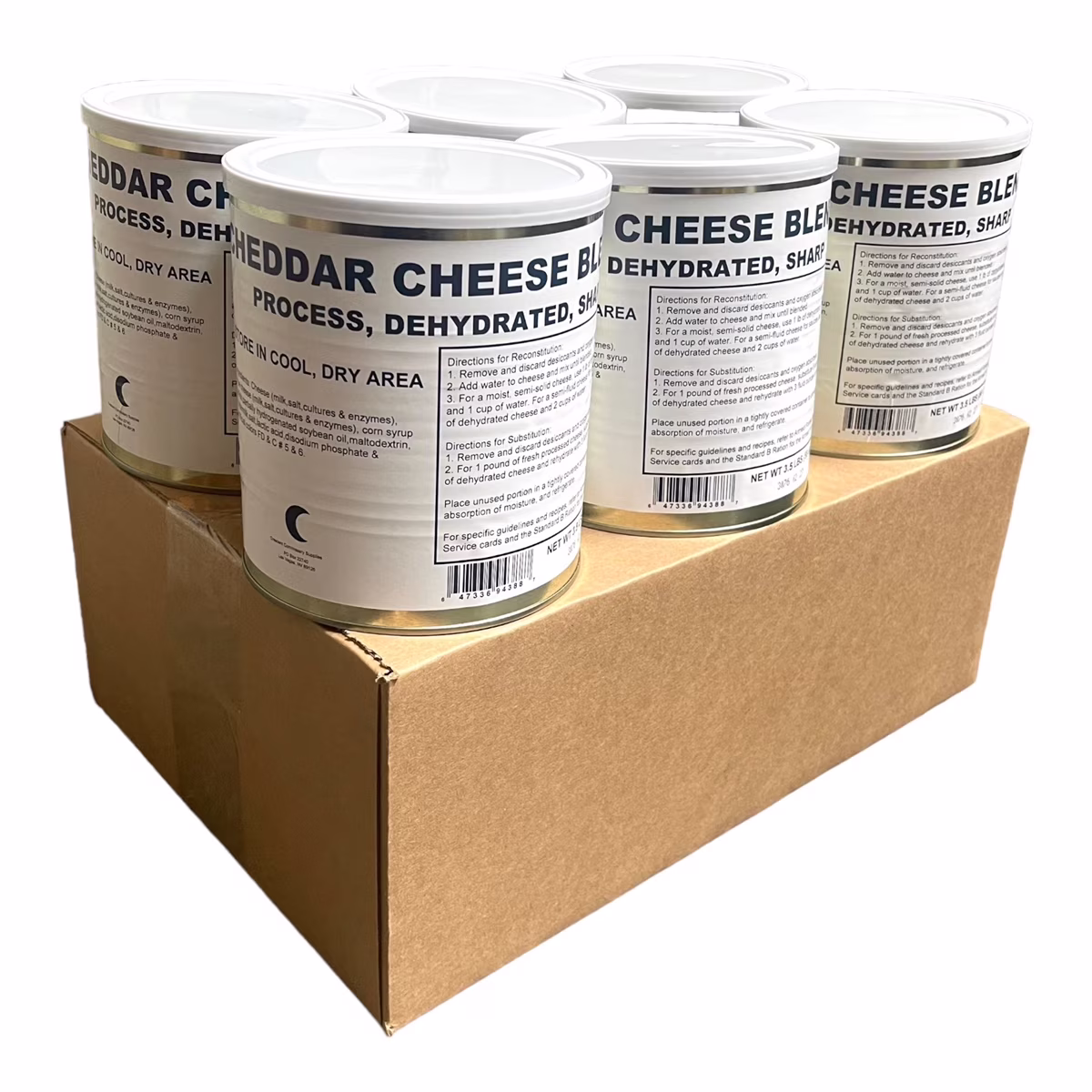 Military Surplus Dehydrated Powdered Cheddar Cheese Blend 25+ Years Long Shelf Life | Emergency Camping Food for Hiking, Backpacking | #10 Can - 6 Cans ✅