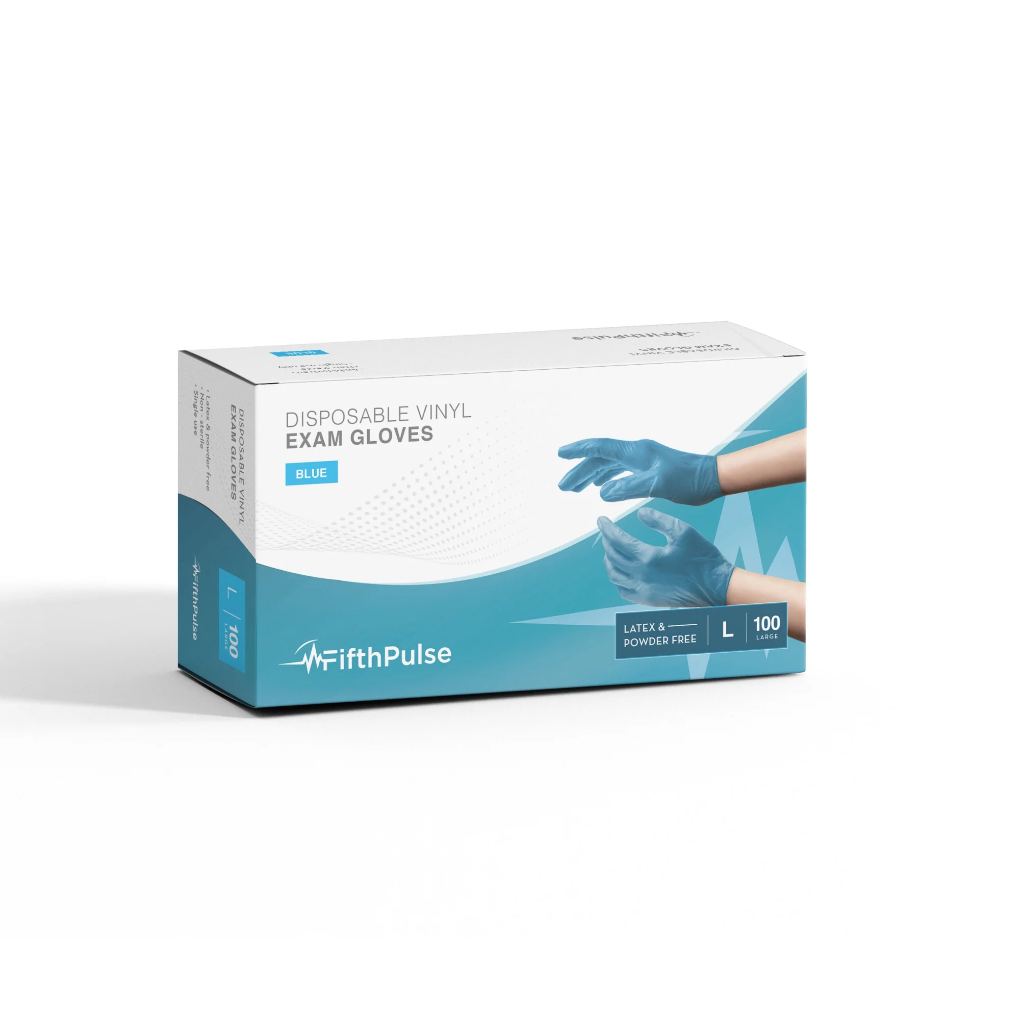 Fifth Pulse Vinyl Gloves, Multifunction Medical Grade Exam, Kitchen Gloves, All-Purpose Industrial Disposable Gloves Latex Free, Powder Free - Blue - Box of 100 Gloves (Large)