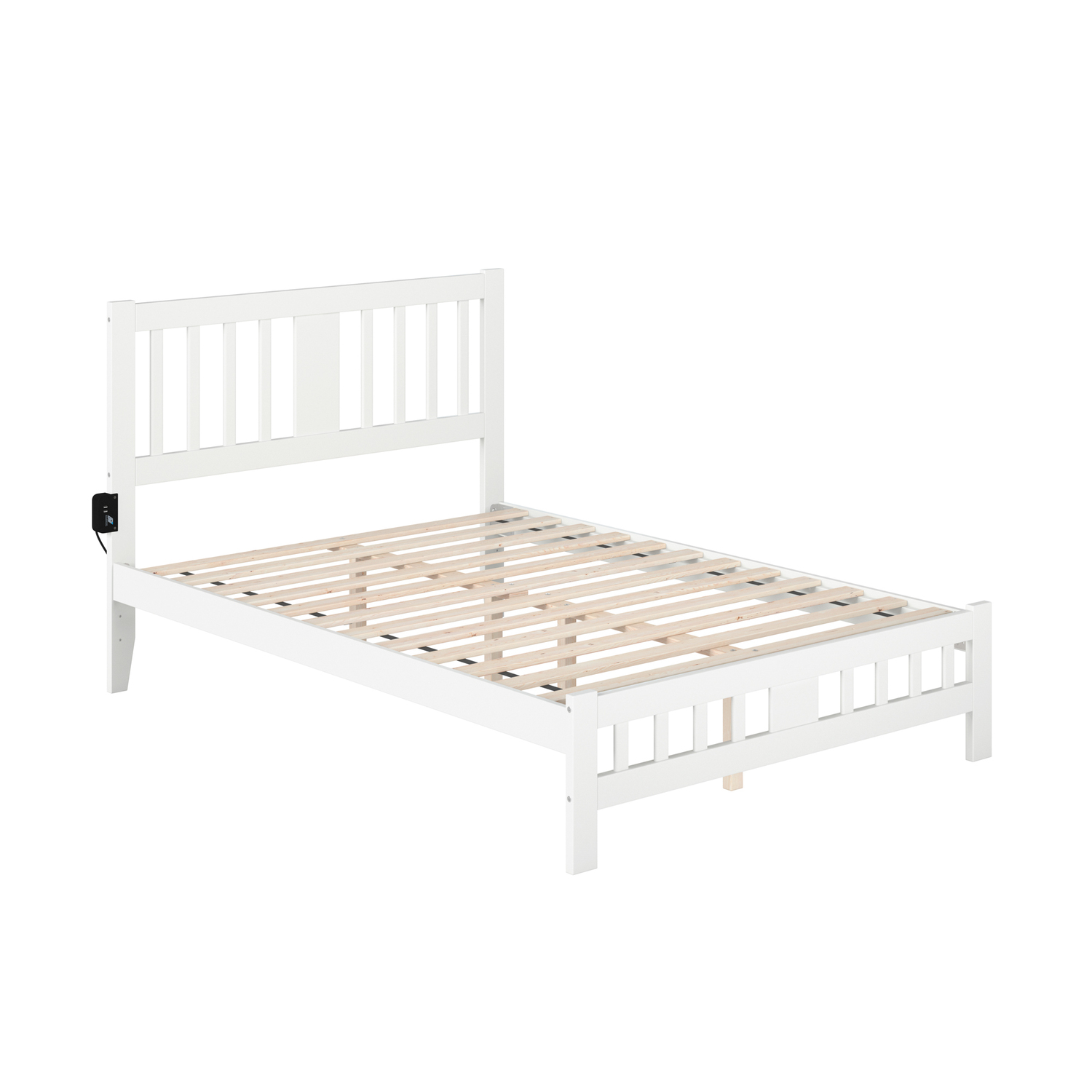 AFI Tahoe Solid Wood Full Bed with Footboard and USB Charger in White