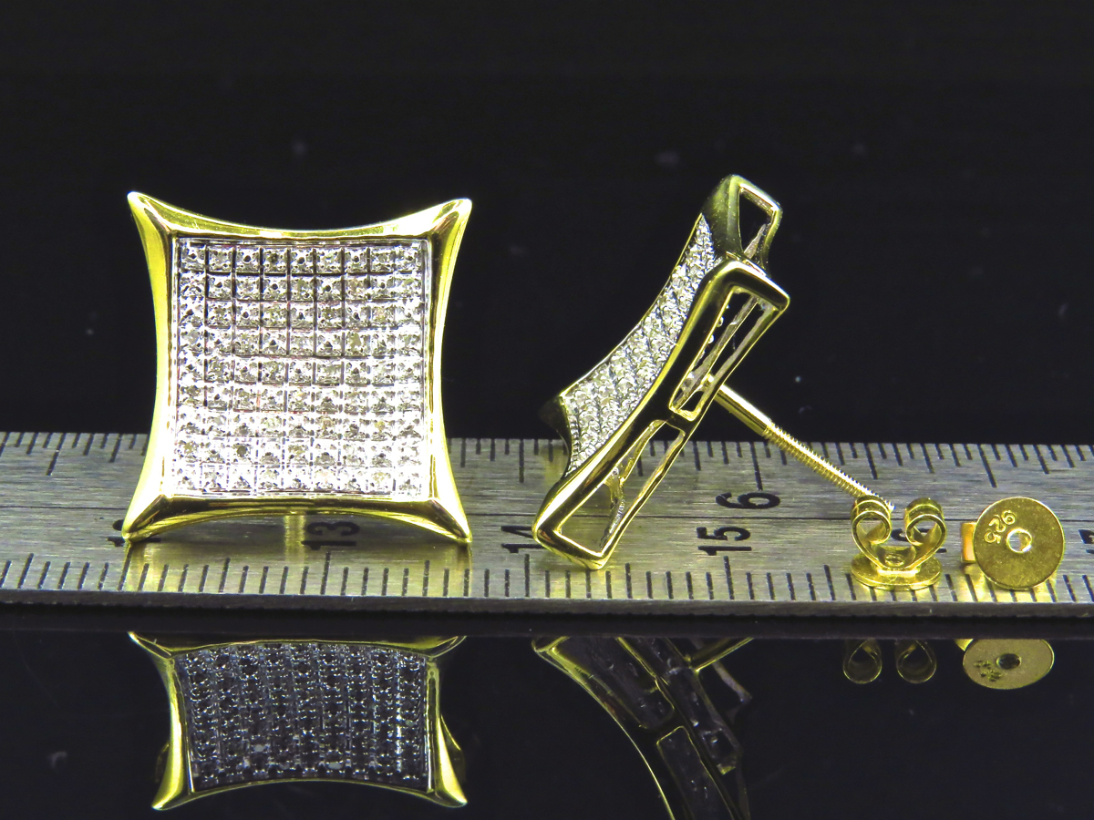 Square Kite Diamond Stud Earrings Plated In Yellow Gold (13.5MM .33ct)