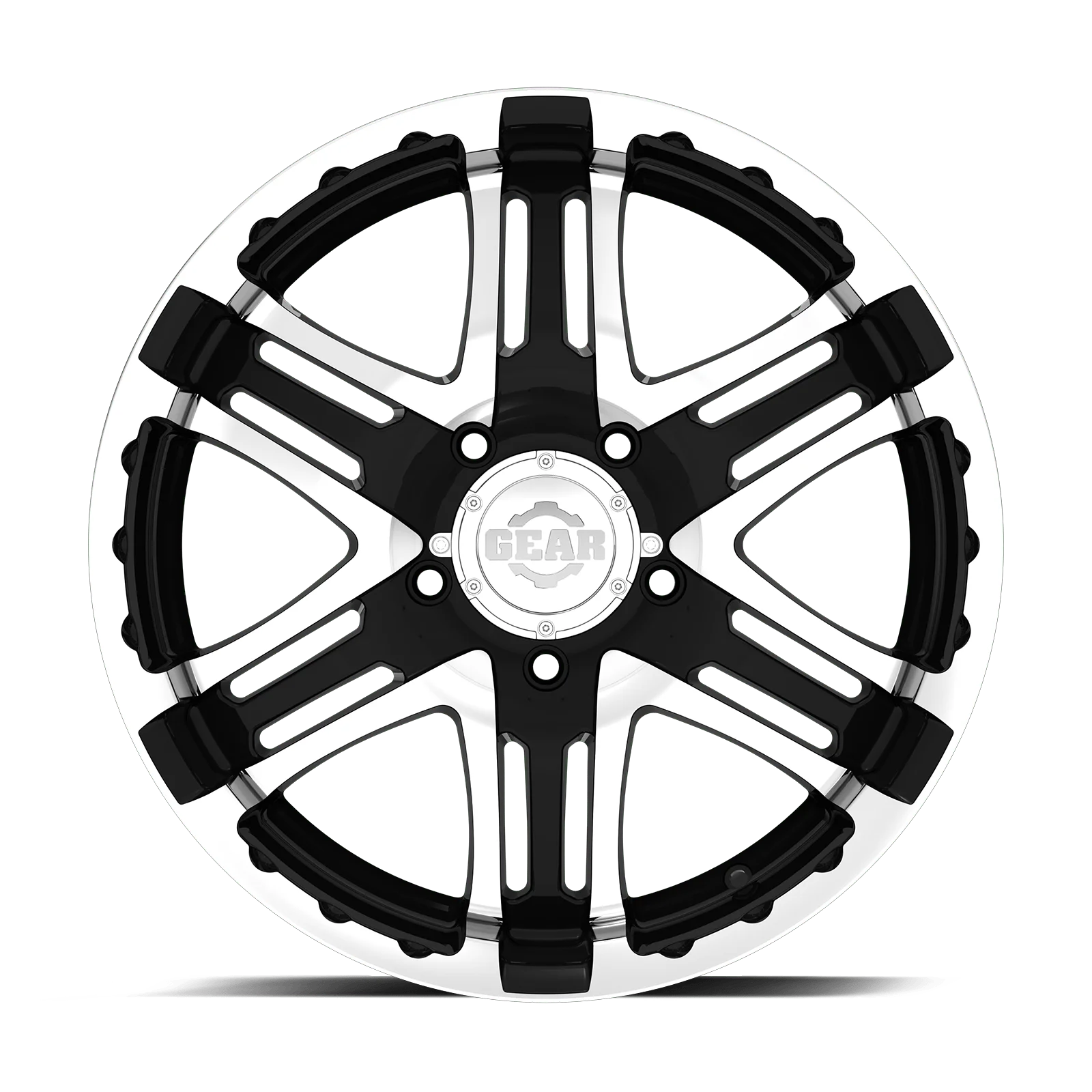 Gear Off Road 713MB DOUBLE PUMP 713MB-2098430 20X9 6X5.50 (+30) G/A 713MB Double Pump (HB 107.95) Mirror Machined Face with Gloss Black Accents A118531