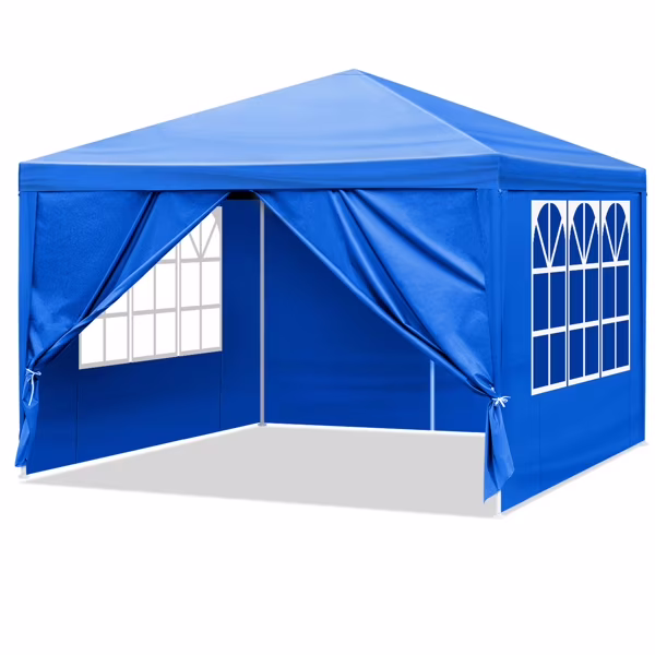 Capri 10 x 10ft Canopy Tent with 4 Removable Sidewalls, Outdoor Party Wedding Gazebo Heavy Duty Tent for Backyard Patio BBQ, Blue