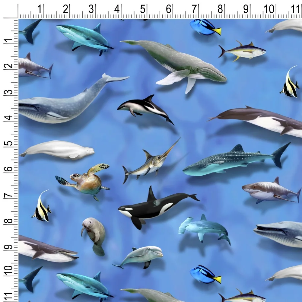 Ocean Life Whale Dolphin Manatee Shark Pattern Premium Roll Gift Wrap Wrapping Paper