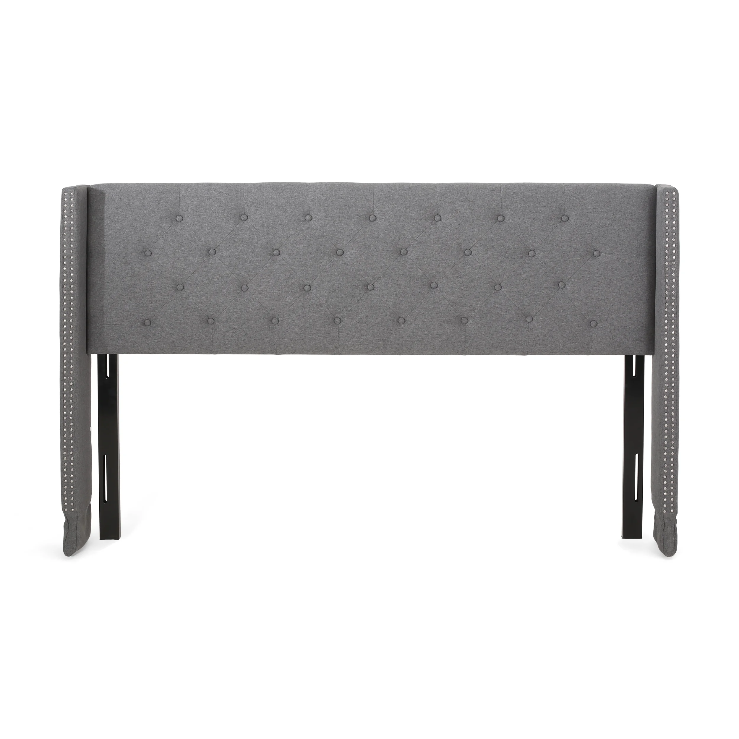 Ray Contemporary Upholstered King/Cal King Headboard, Charcoal Gray and Black