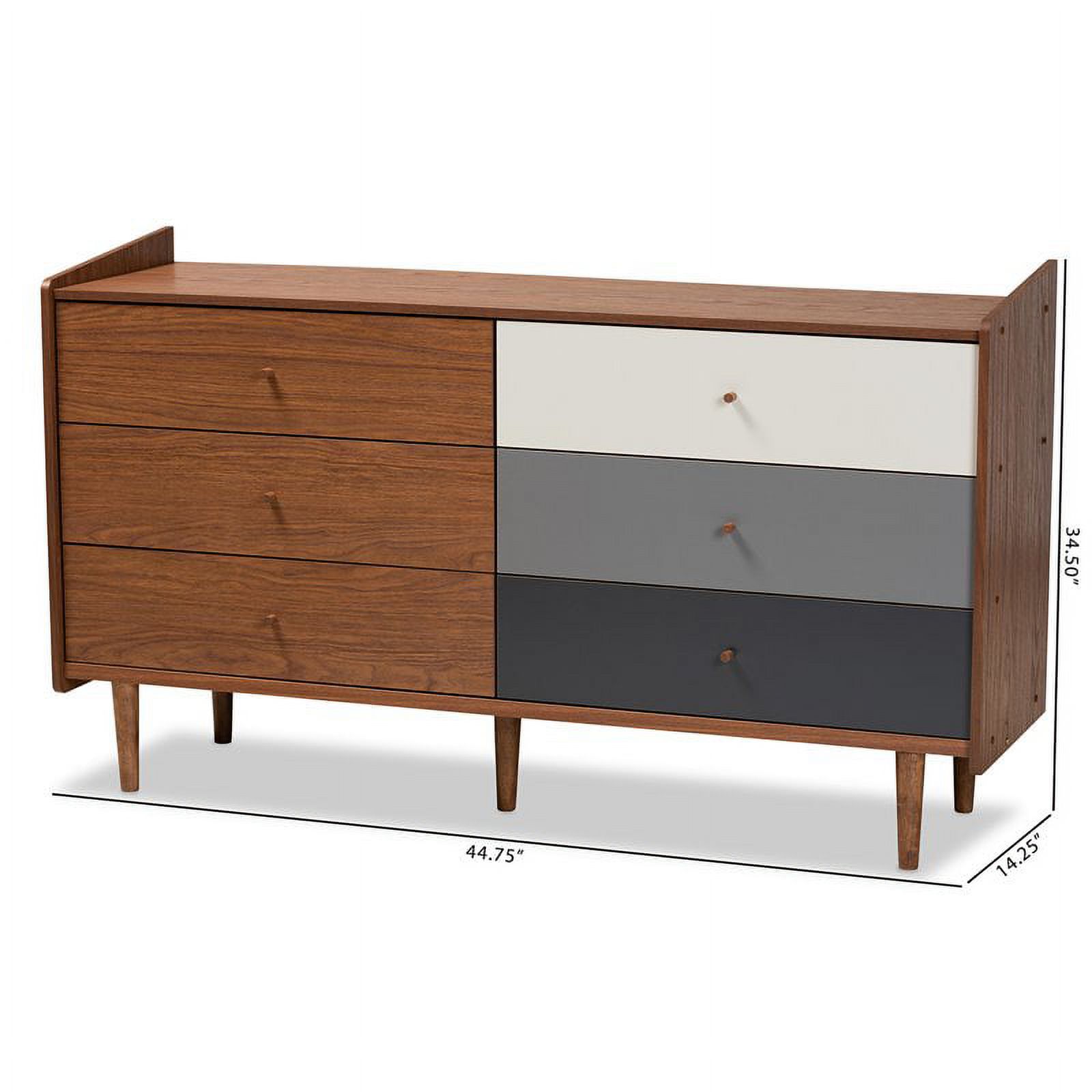 Bowery Hill Walnut Brown and Grey Finished Wood 6-Drawer Dresser