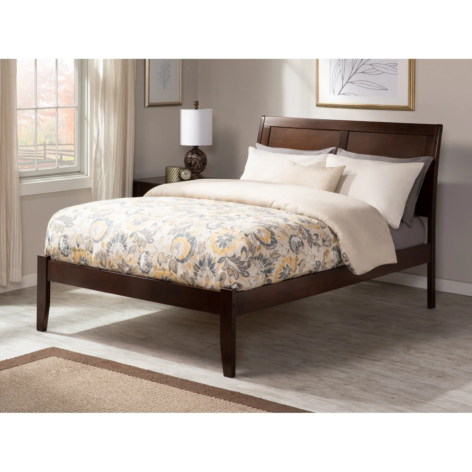 AFI Portland Queen Platform Bed with Open Foot in Walnut