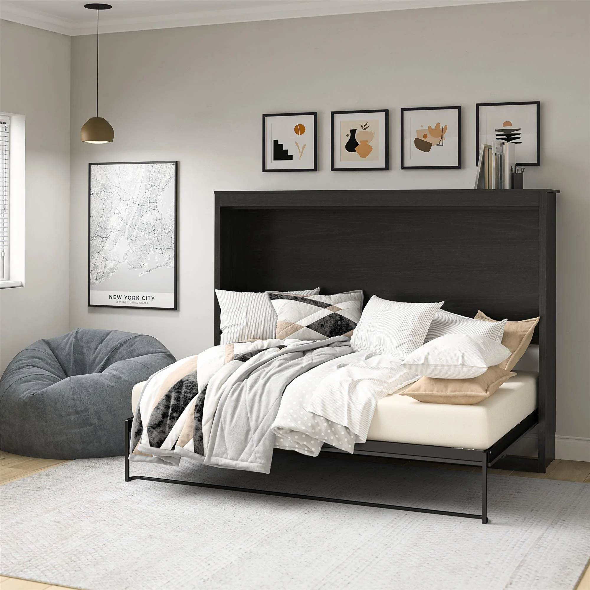 Signature Sleep Paramount Full Size Daybed Wall Bed in Black Oak