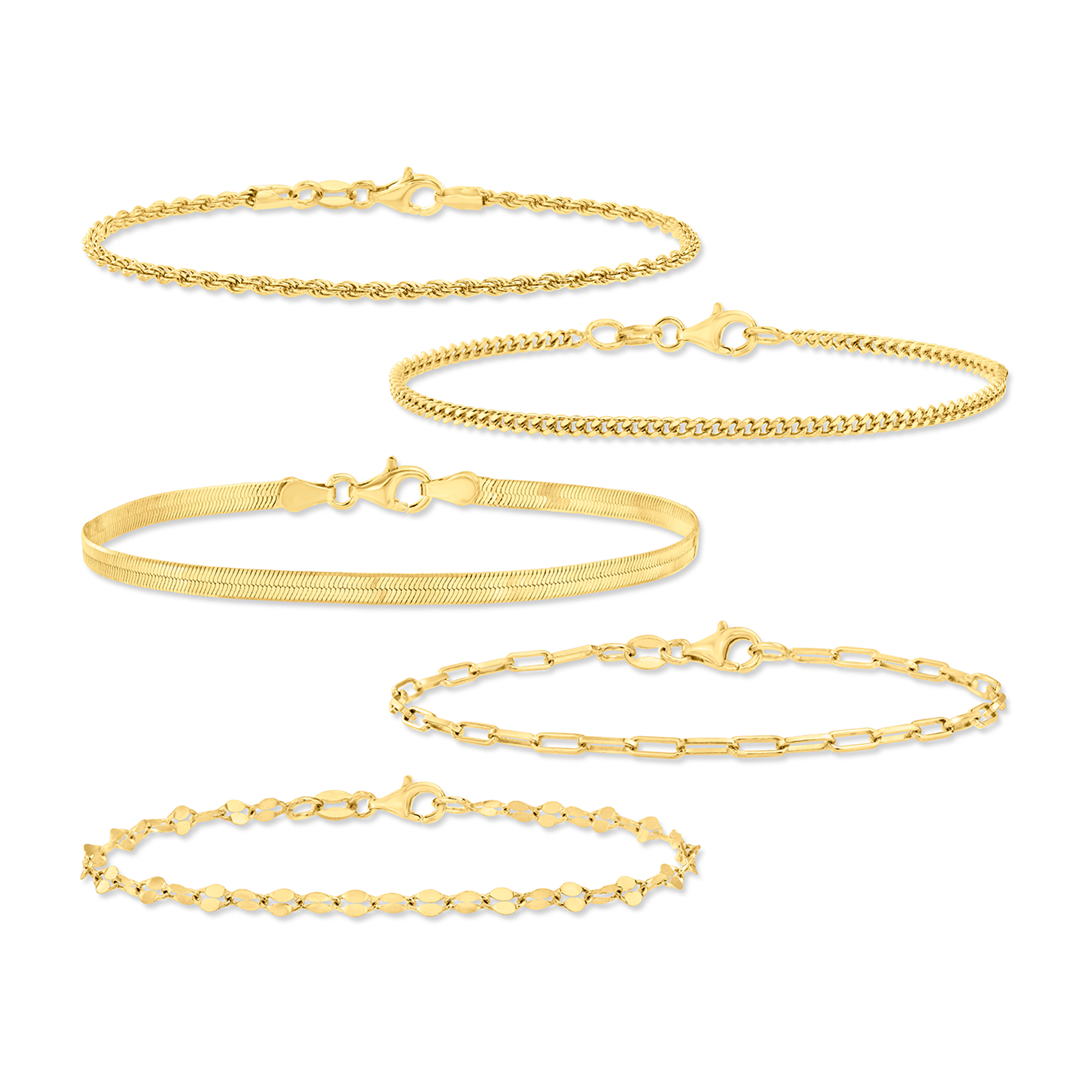 Ross-Simons Italian 18kt Gold Over Sterling Jewelry Set: 5 Chain Bracelets, Women's, Adult