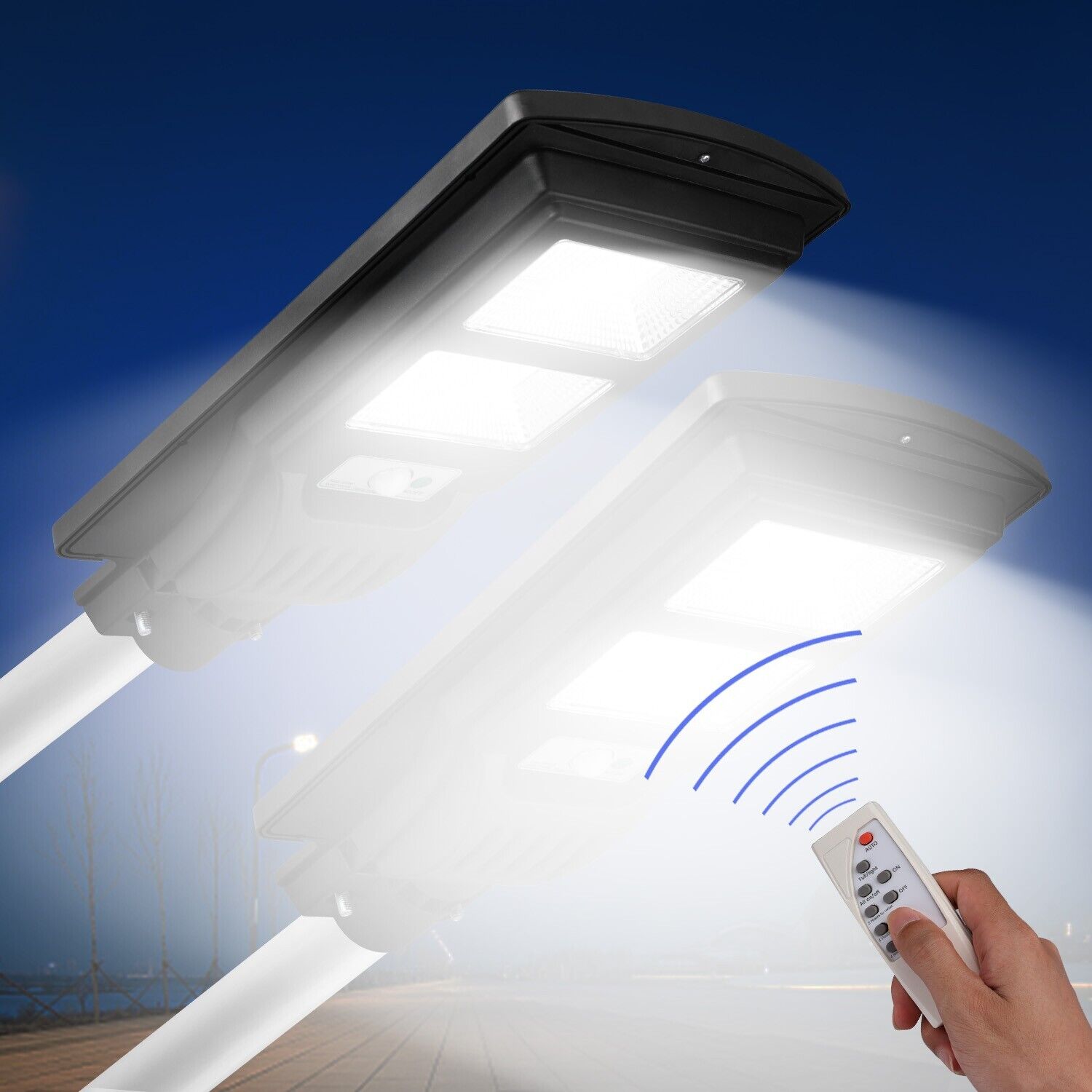 9900000000LM Commercial LED Solar Street Lights Dusk to Dawn BIG Road Lamp +Pole