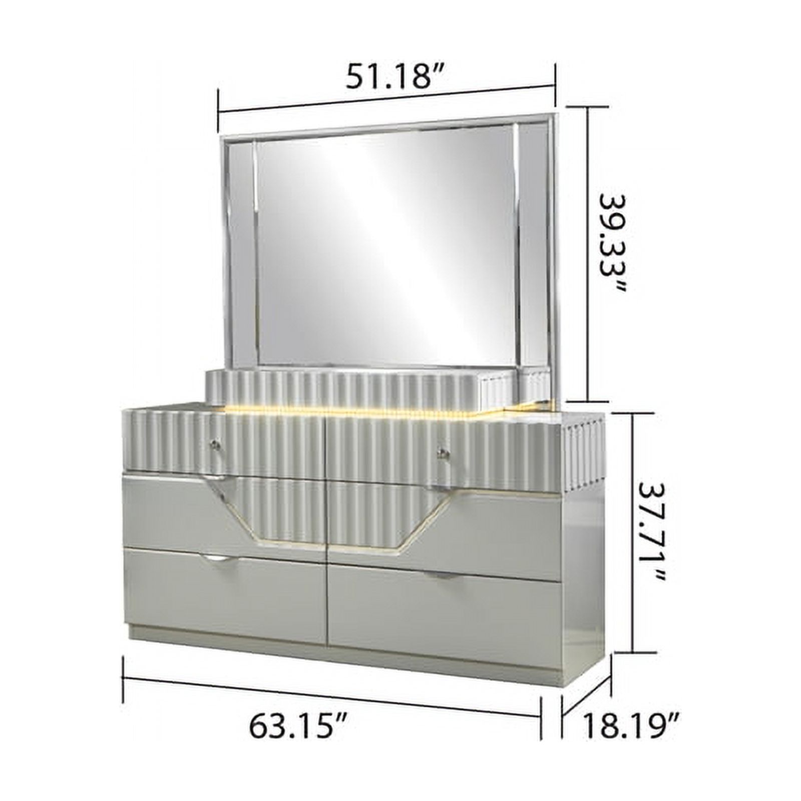 DaVinci Modern Style 6- Drawer Dresser Made with Wood in Gray