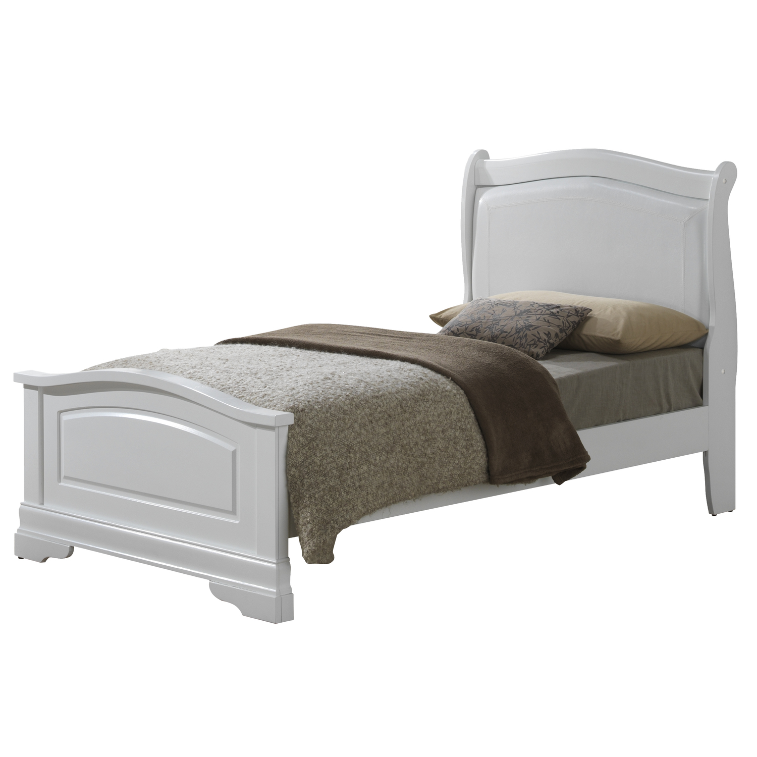 Glory Furniture Louis Phillipe Faux Leather and Wood Bed White Twin N/A Children's, Traditional
