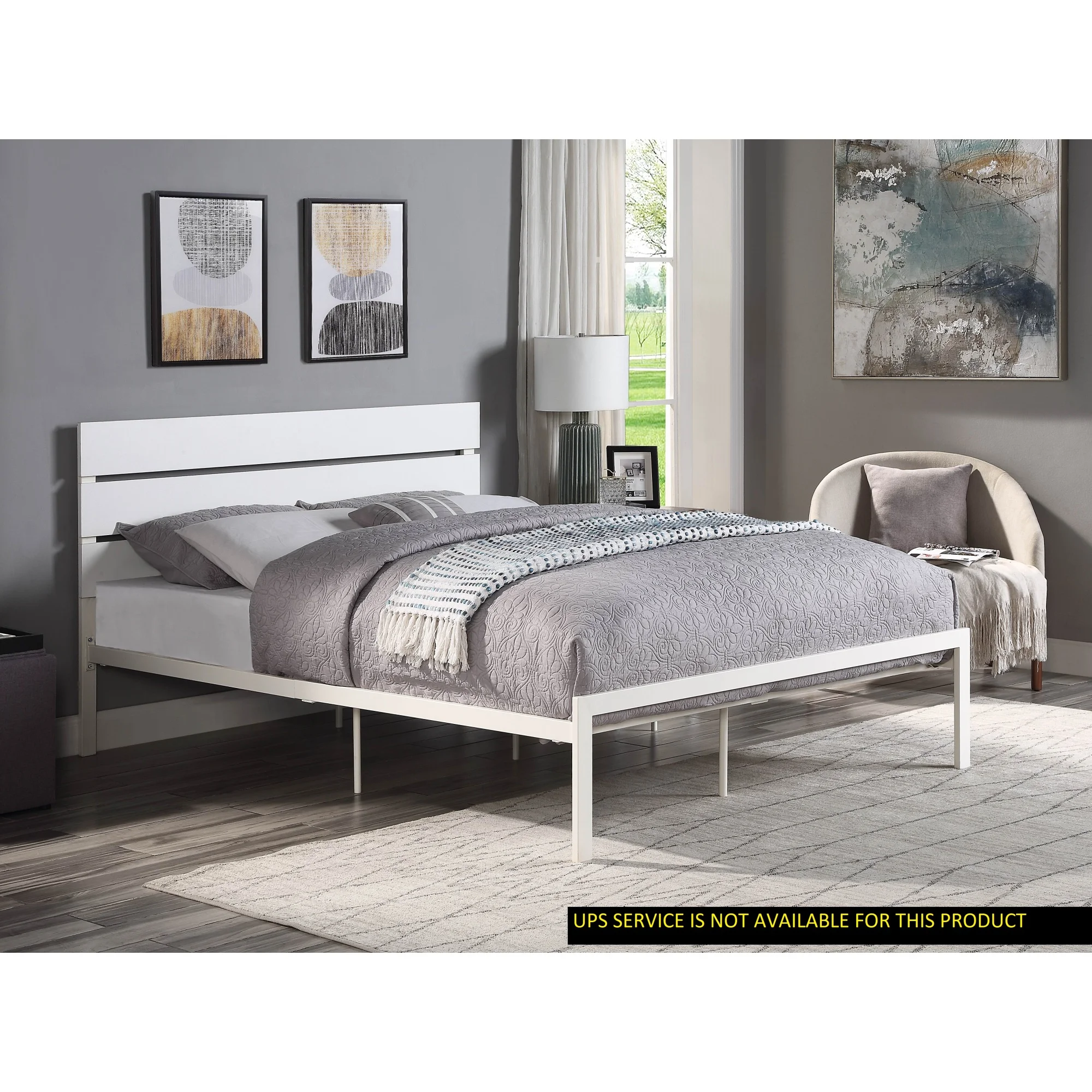 Dawn Whisper White Metal Frame Full Size Bed 1pc Casual Style Bedroom Furniture