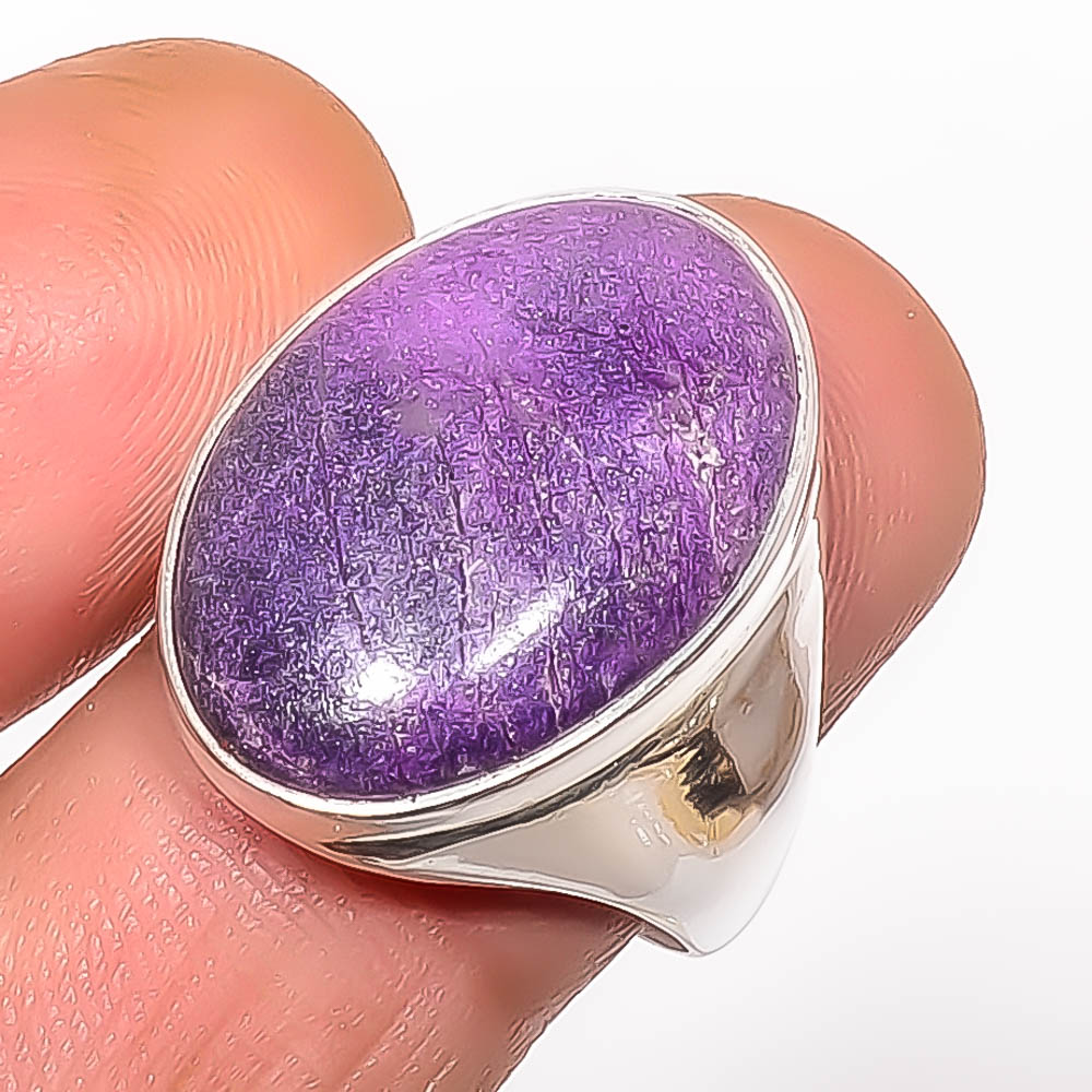 Purpurite Gemstone 925 Silver Plated Handmade Jewelry Solitaire Ring s.8.5 A61, Valentine's Day Gift, Birthday Gift, Beautiful Jewelry For Woman