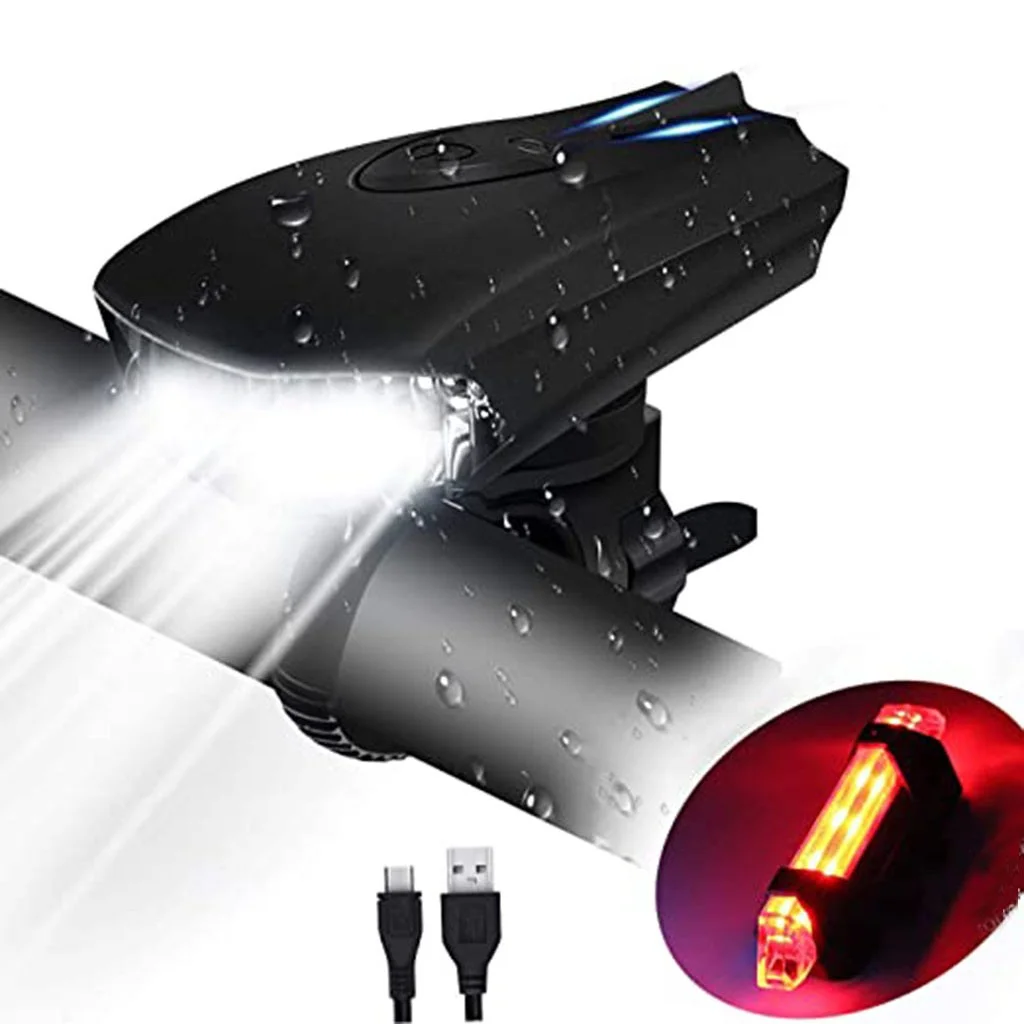 Mnycxen Bicycle light LED Set Water-tight Front and rear lights Bicycle lighting USB