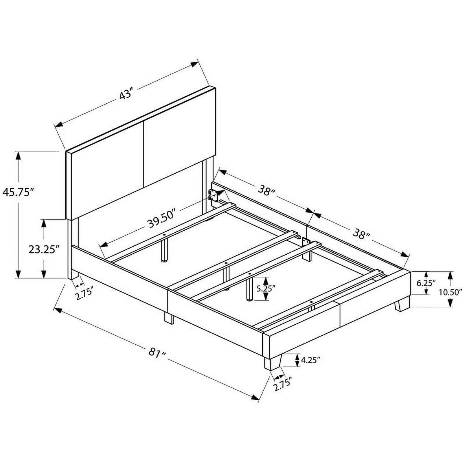 Pemberly Row Modern Leather Upholstered Twin Bed in Dark Brown